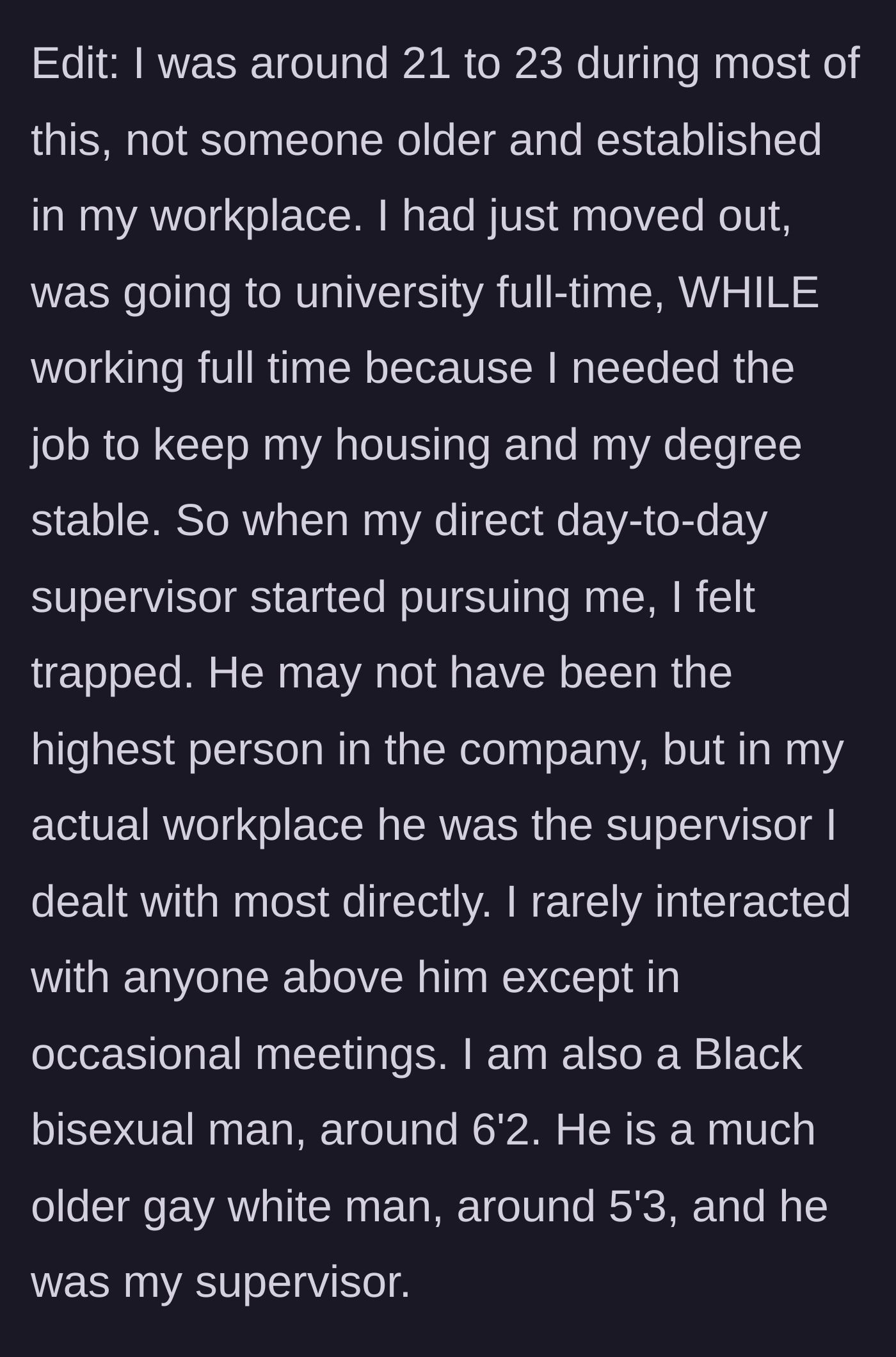 Story part 6 - Highlighting the severe age, racial, and positional power imbalances.