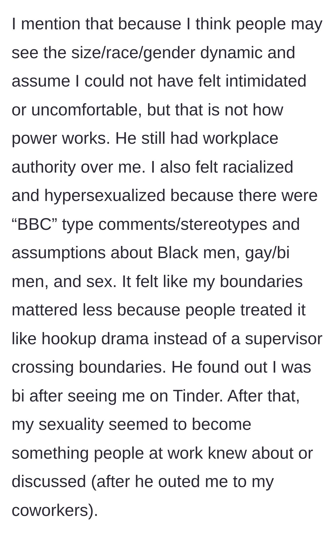 Story part 7 - Explaining the racialized fetishization and stereotyping he endured.