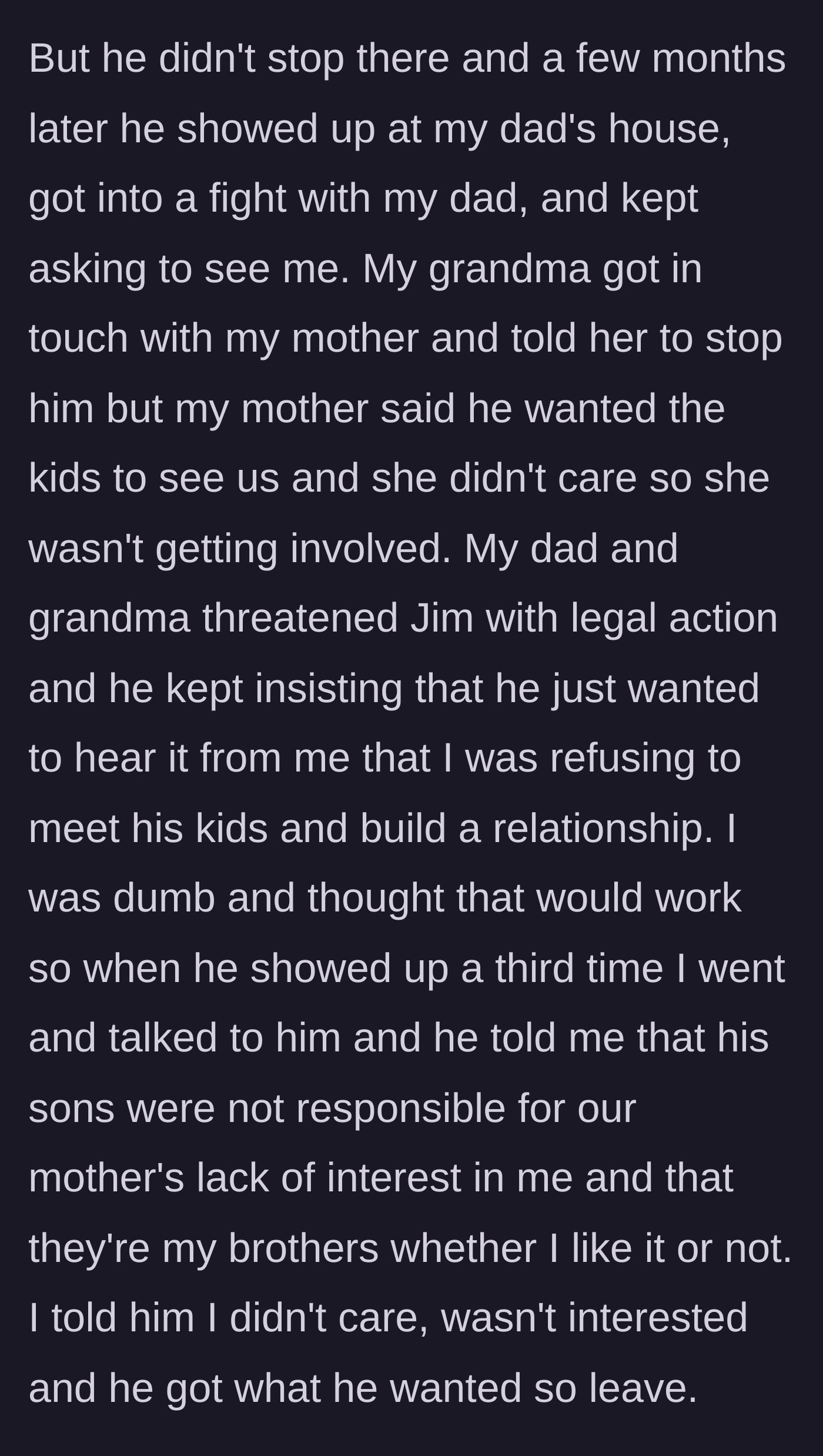 Story part 5 - Jim harasses the family at their home, demanding the teenager reject him to his face