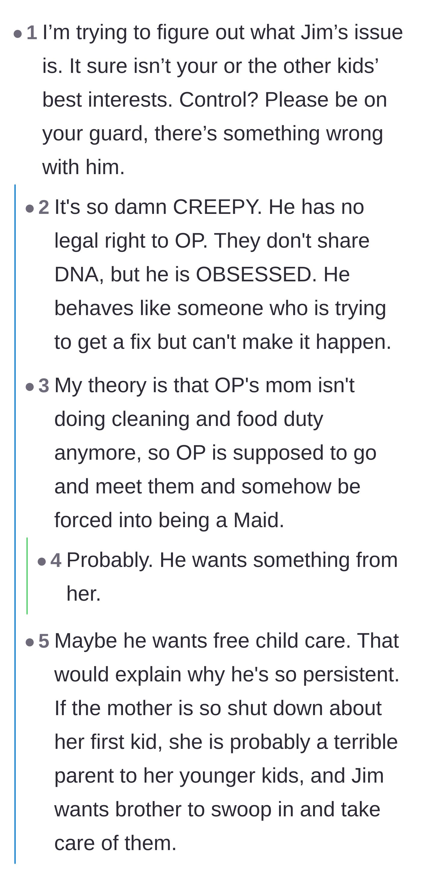 Comment thread 4 - Commenters debate the stepdad's creepy obsession and wonder if he is just looking for free childcare.