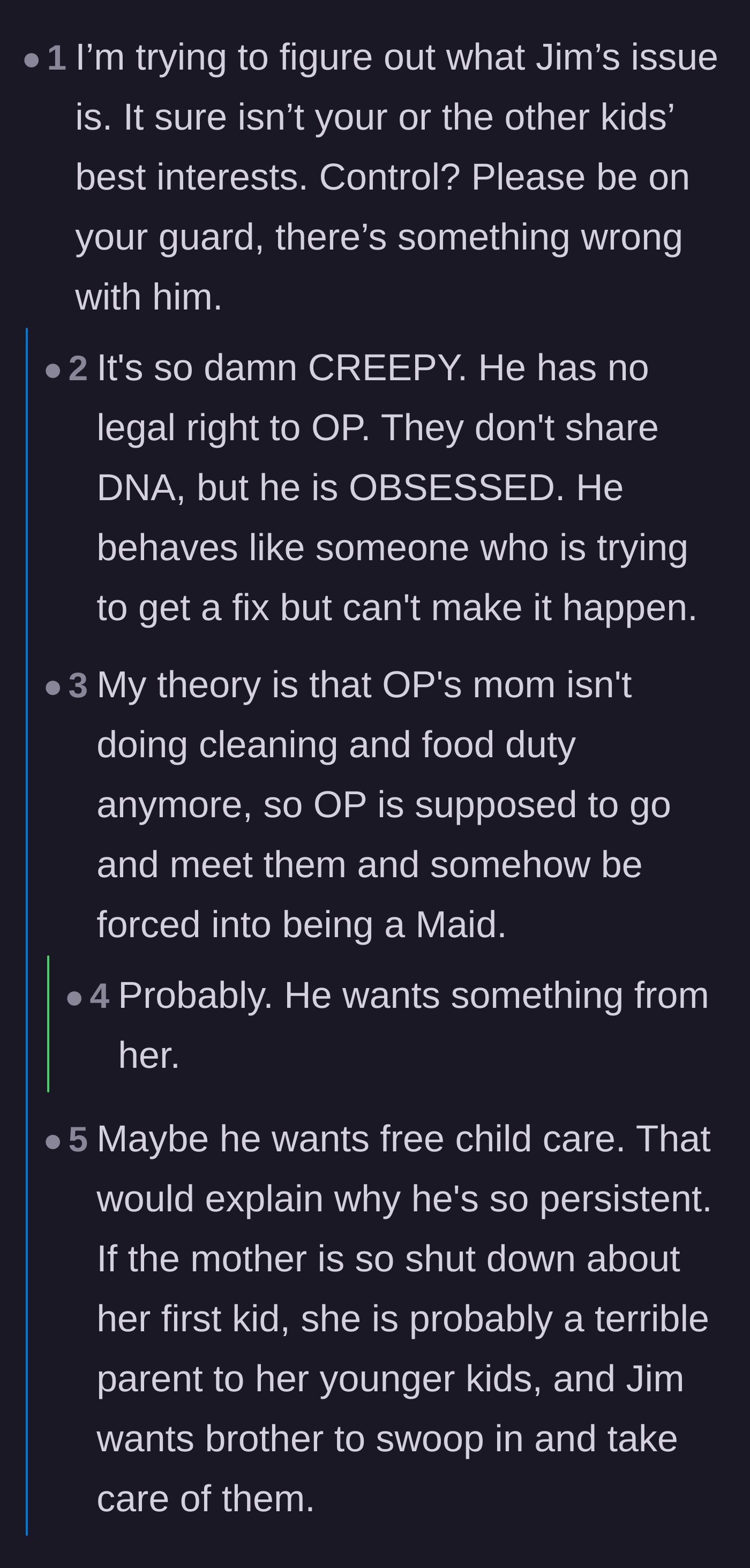 Comment thread 4 - Commenters debate the stepdad's creepy obsession and wonder if he is just looking for free childcare.