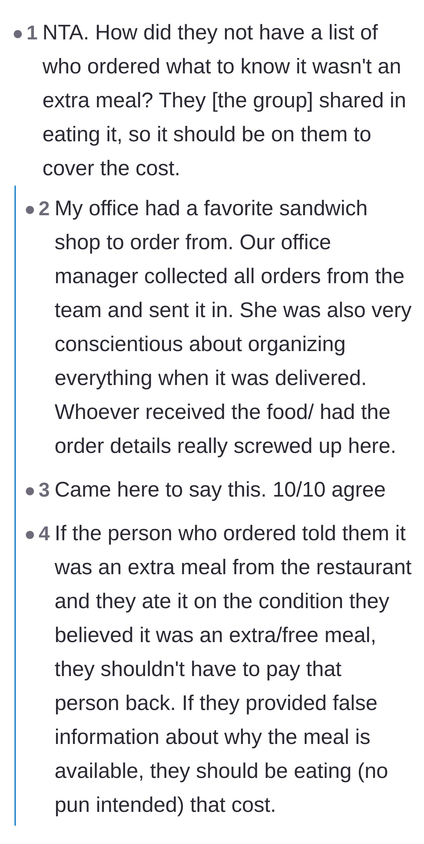 Comment thread 3 - Discussion on how a simple order checklist would have prevented this, and why the organizer is liable for providing false information.