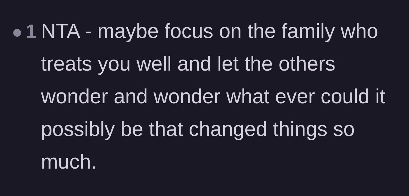 Comment thread 4 - Advice suggesting the author should focus on supportive family members and leave the dad wondering why they stopped visiting.