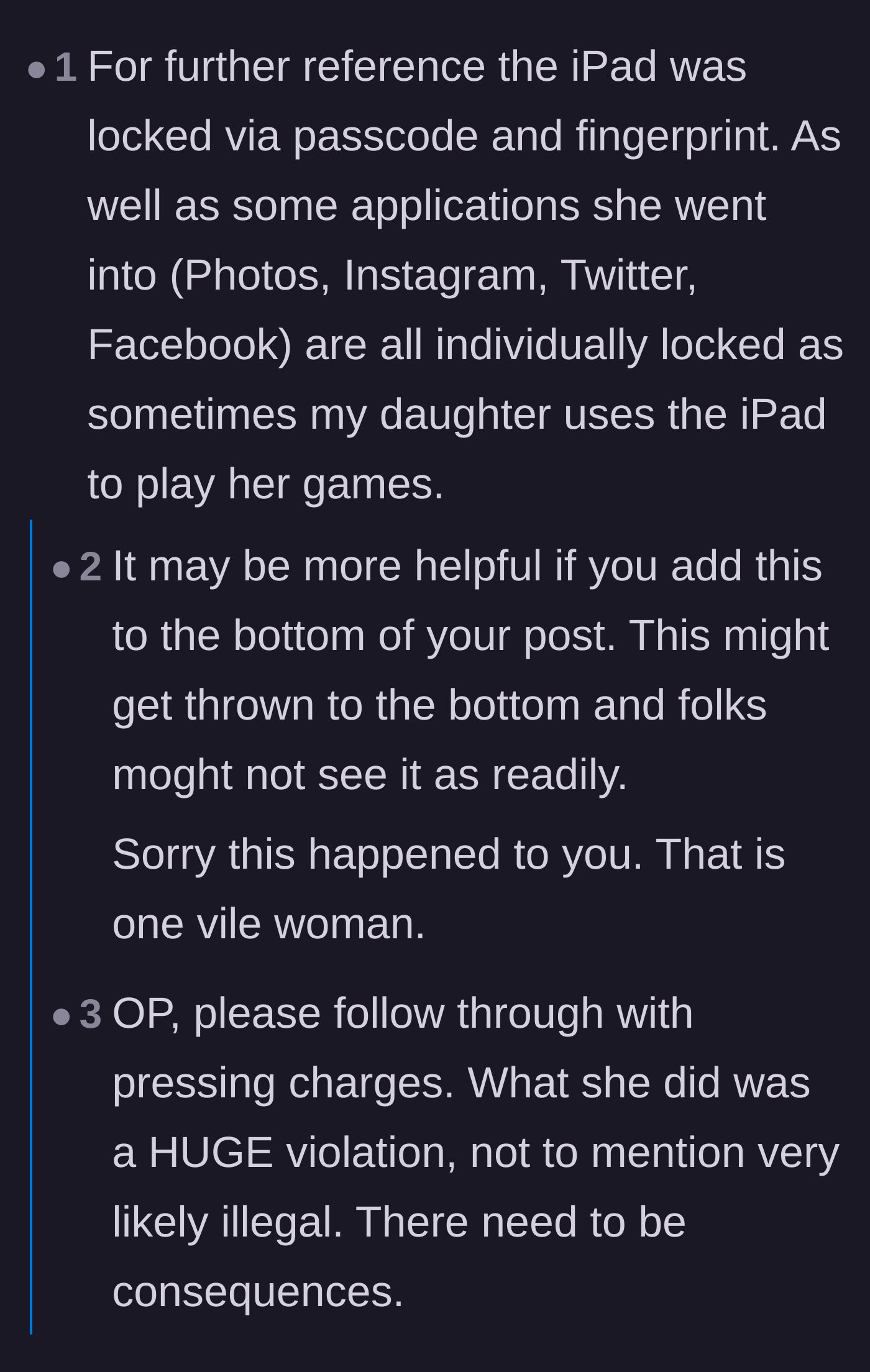 Comment thread 6 - Reactions to the revelation that the device and apps were heavily locked, proving premeditated snooping.
