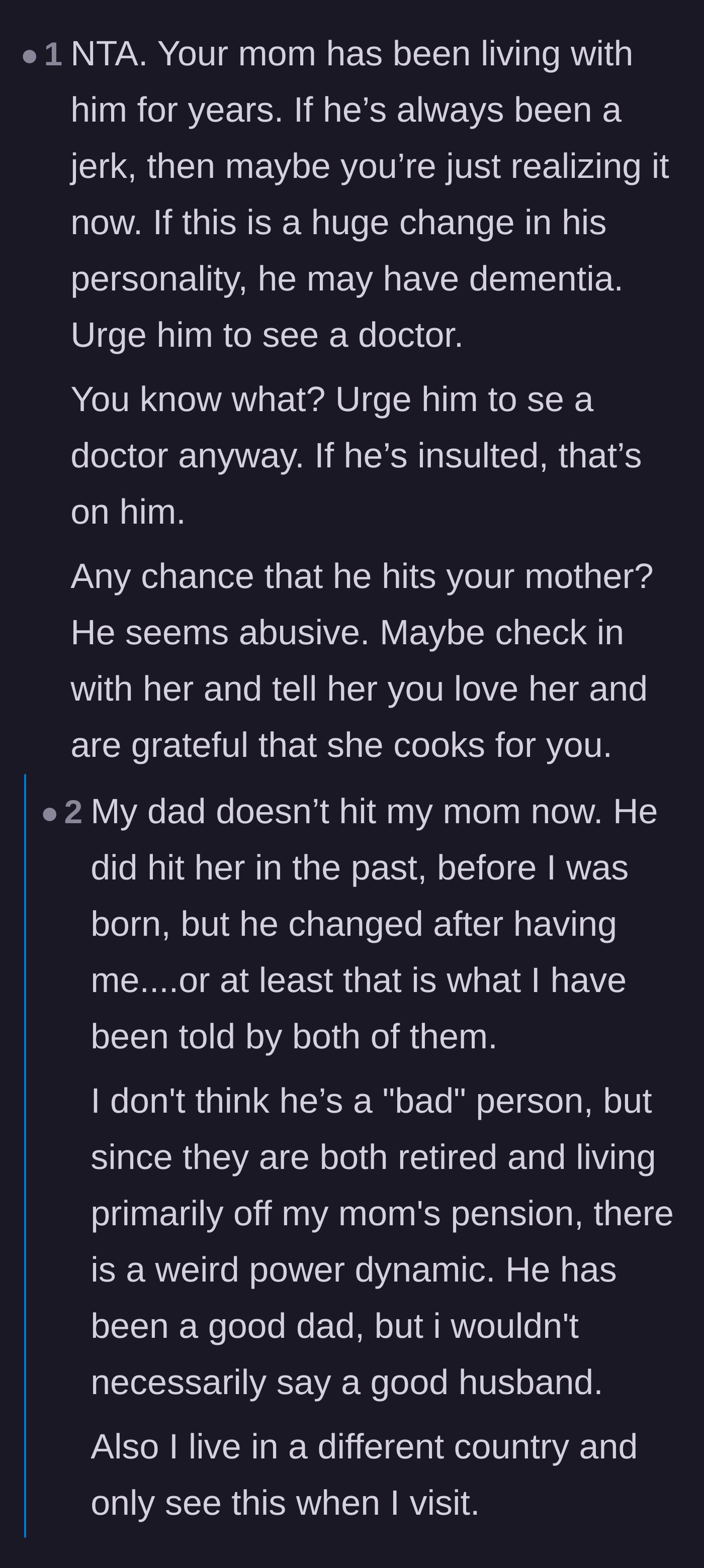 Comment thread 2 - Uncovering the father's dark history of past physical abuse and financial control.