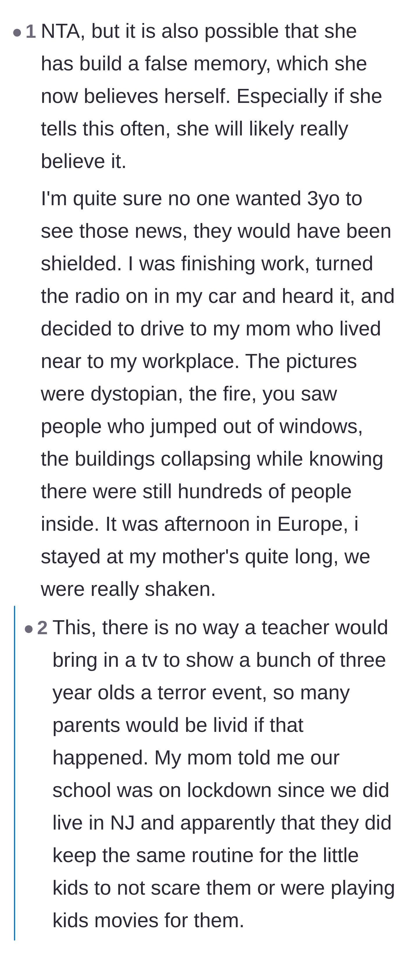 Comment thread 1 - Readers sharing their own false memories and breaking down the timeline of when the news actually broke.