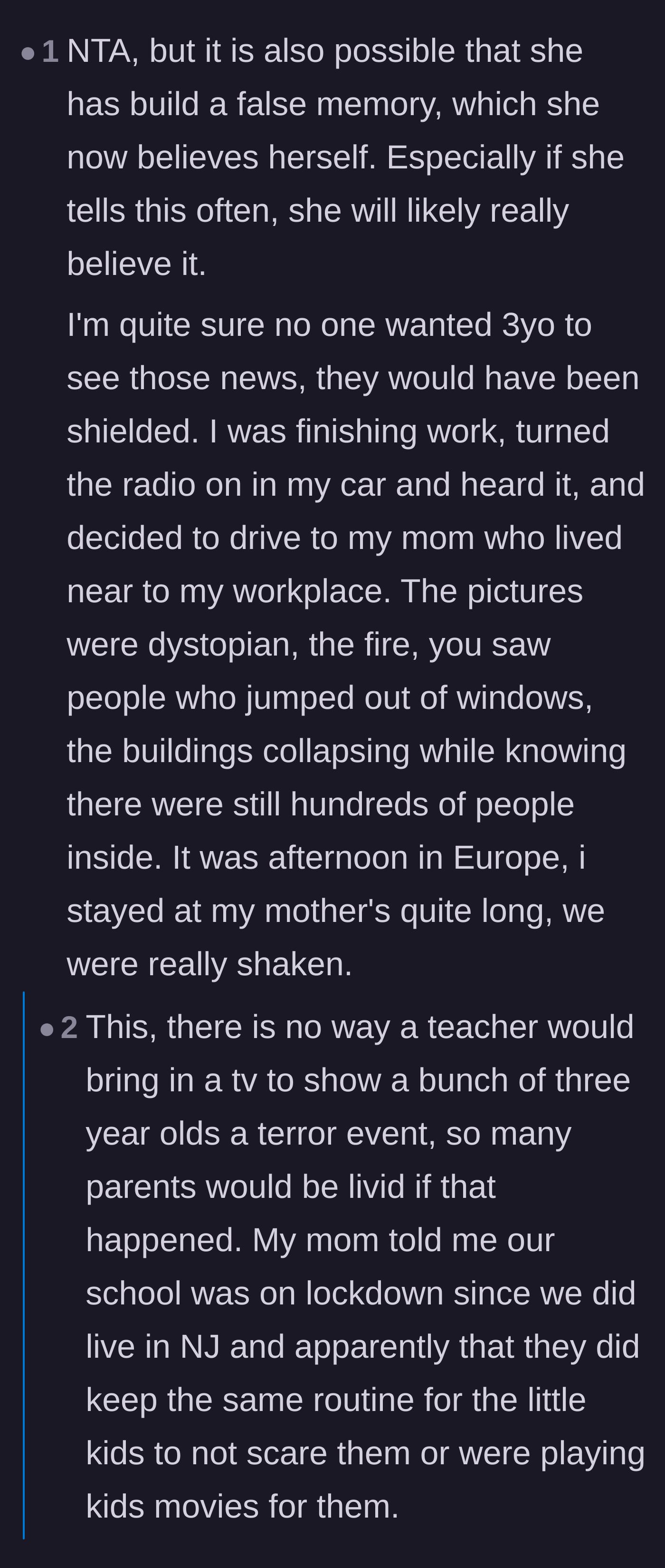 Comment thread 1 - Readers sharing their own false memories and breaking down the timeline of when the news actually broke.