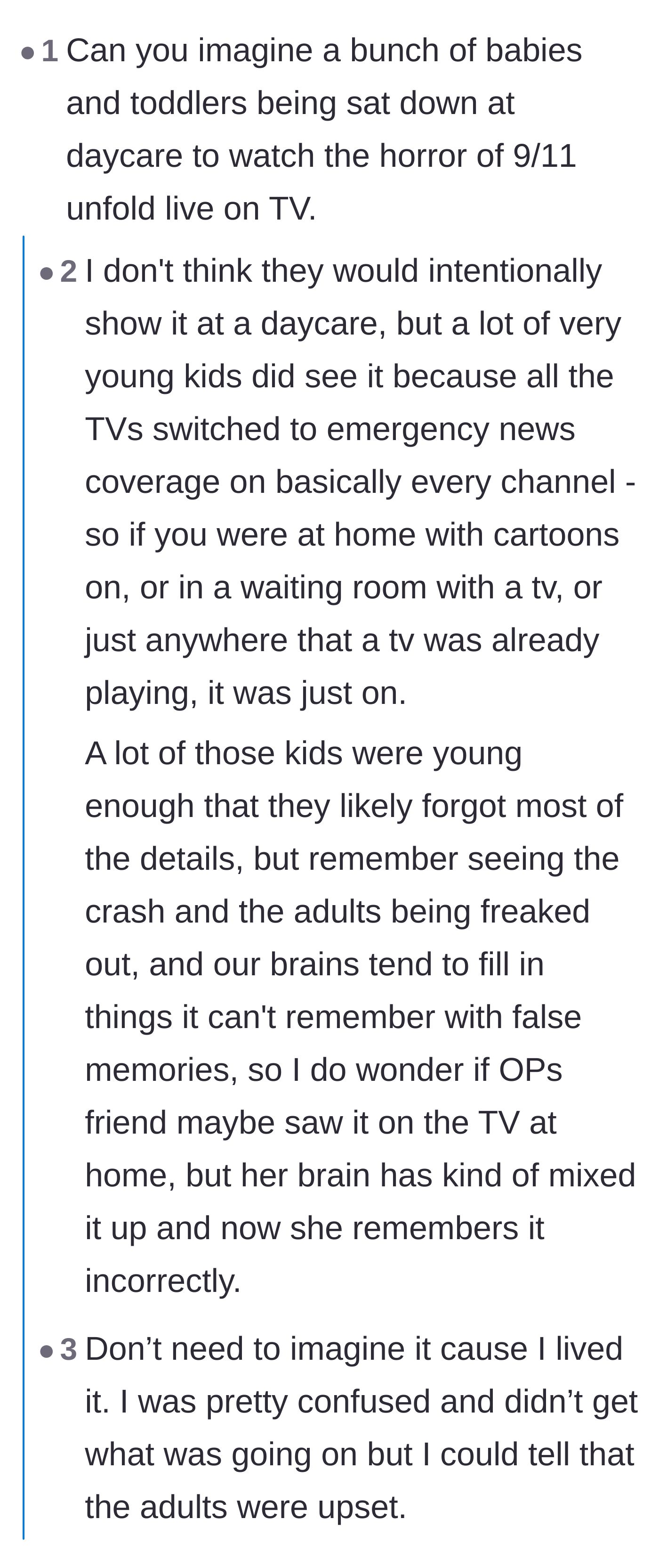 Comment thread 4 - A debate on how toddlers might have accidentally seen the coverage on cartoon channels at home.