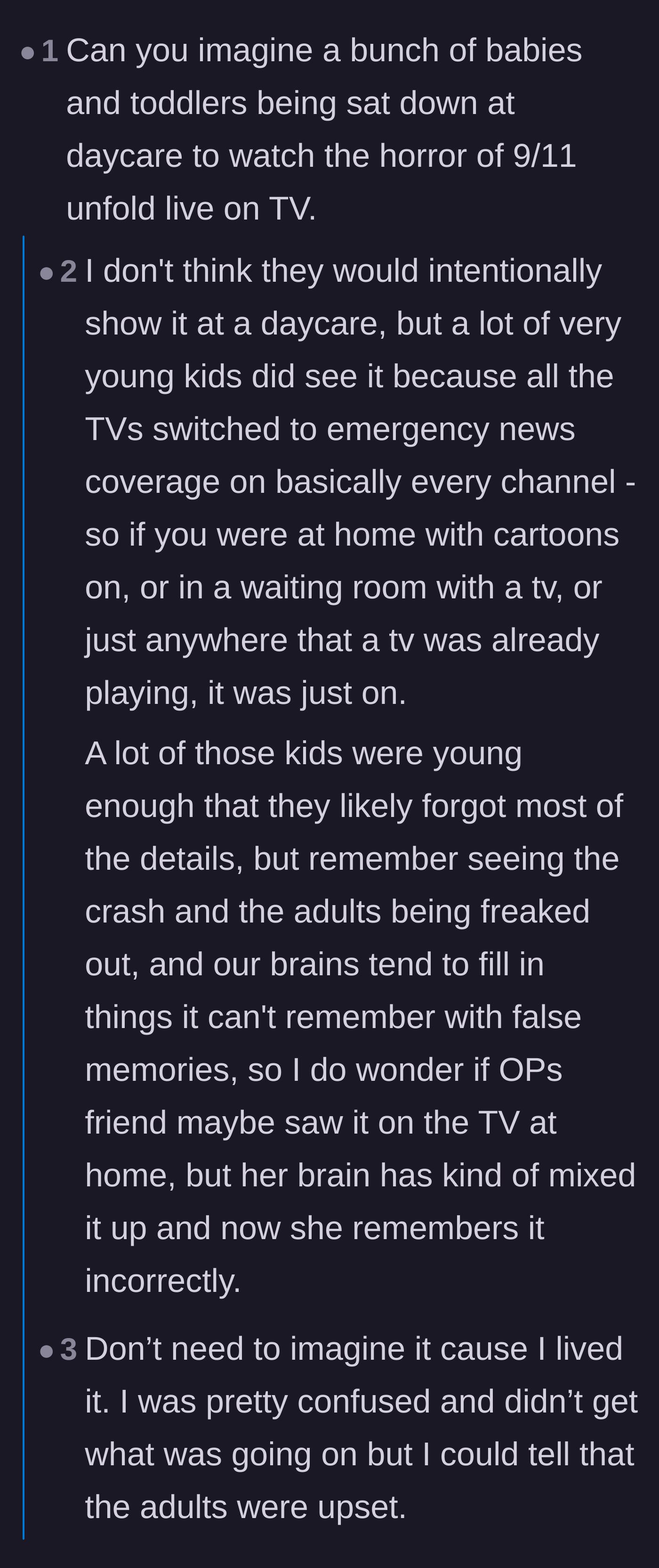 Comment thread 4 - A debate on how toddlers might have accidentally seen the coverage on cartoon channels at home.