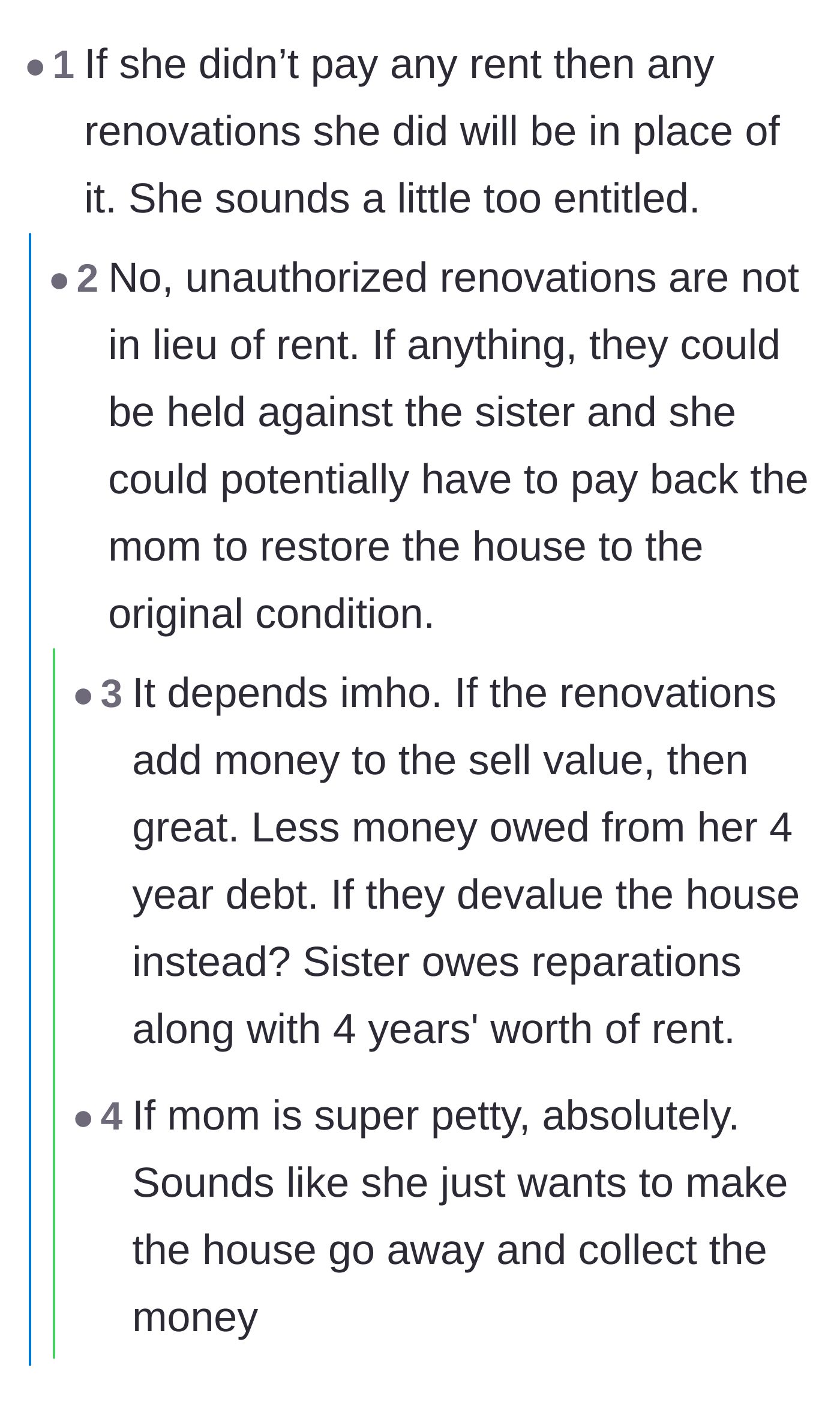 Comment thread 3 - A legal and financial reality check on how unauthorized home improvements can actually create a debt rather than ownership.
