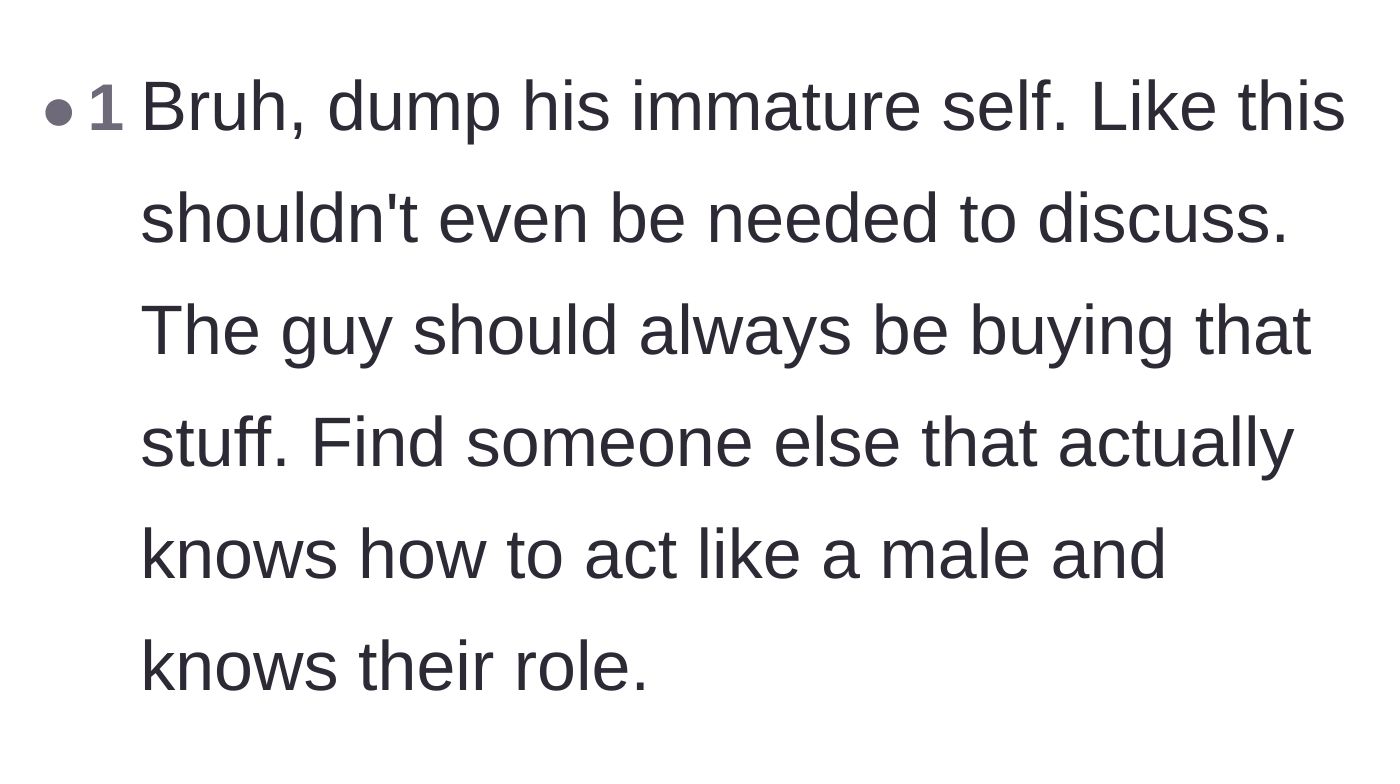 Comment thread 4 - Blunt advice telling the original poster to dump her immature partner for failing to step up.