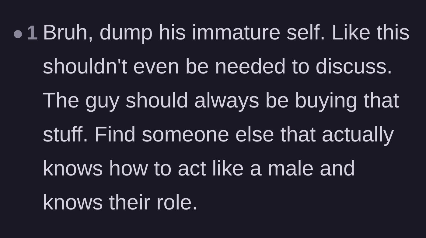 Comment thread 4 - Blunt advice telling the original poster to dump her immature partner for failing to step up.