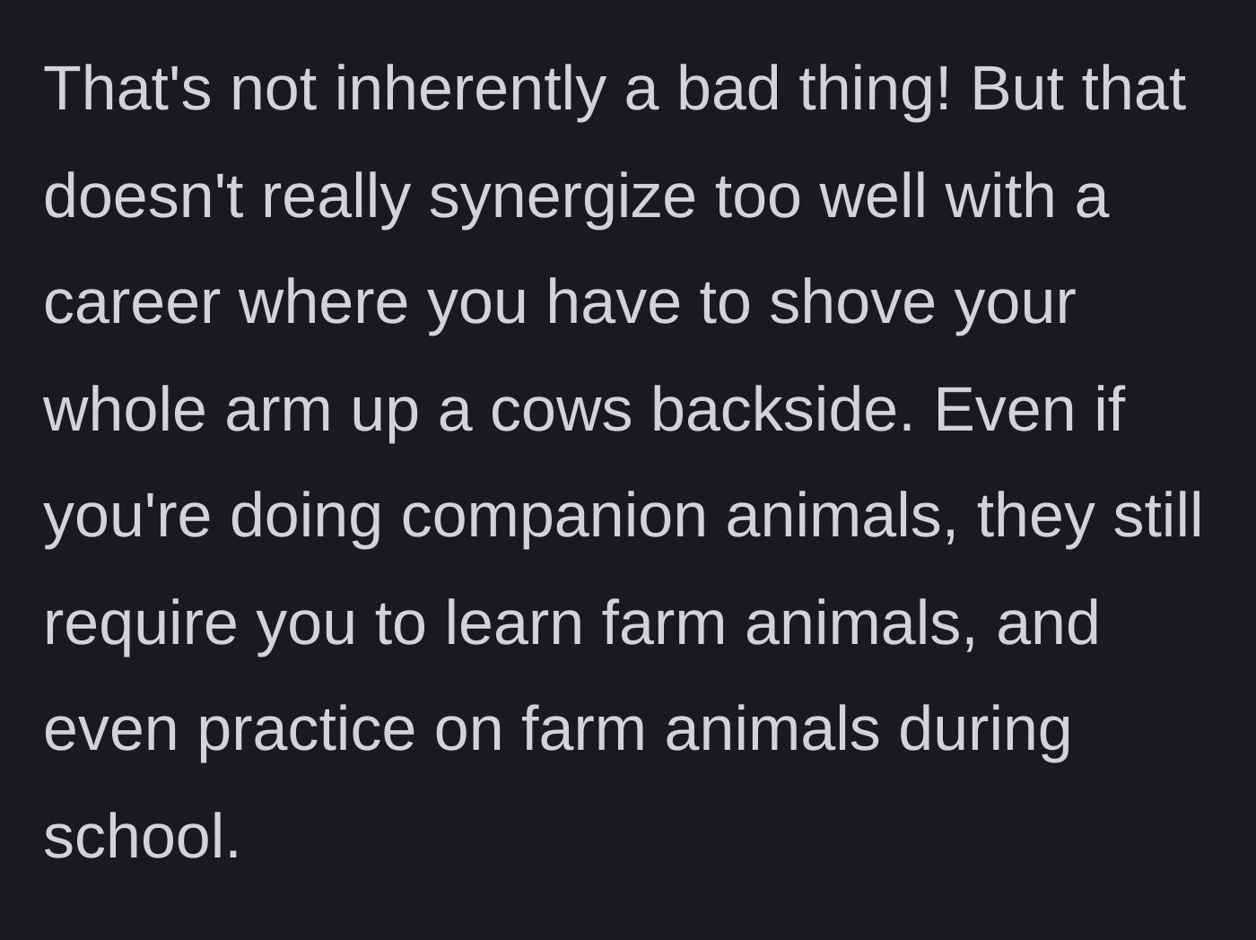 Story part 3 - The messy reality of veterinary school involving farm animals and cow anatomy.
