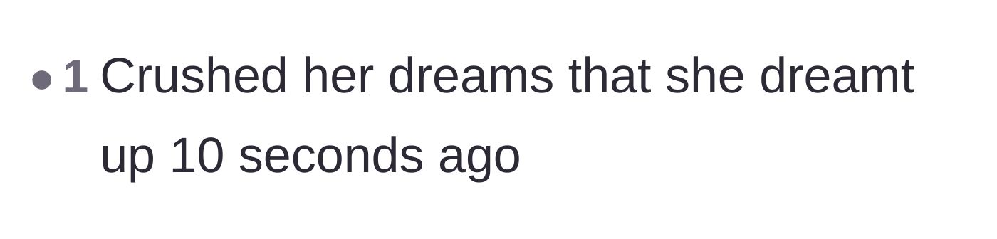 Comment thread 4 - A short reply emphasizing that the dream was invented ten seconds ago.