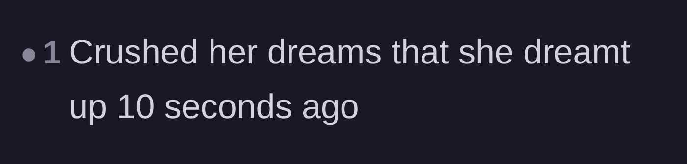 Comment thread 4 - A short reply emphasizing that the dream was invented ten seconds ago.