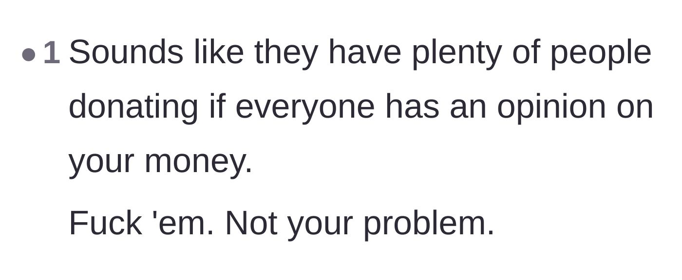 Comment thread 6 - Pointing out that the vocal family members should just pay the bill themselves.