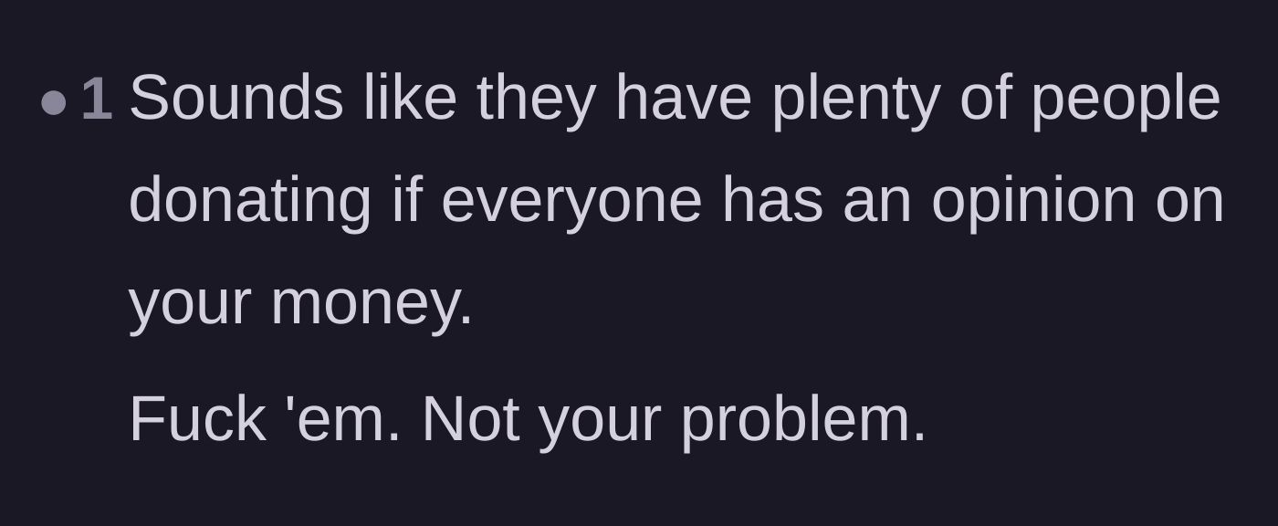 Comment thread 6 - Pointing out that the vocal family members should just pay the bill themselves.