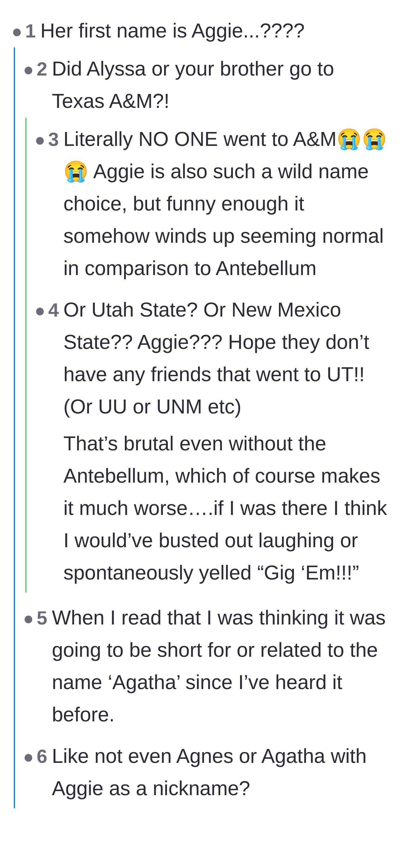 Comment thread 2 - A deep dive into the historical weight of the chosen name and why the first name is just as baffling.