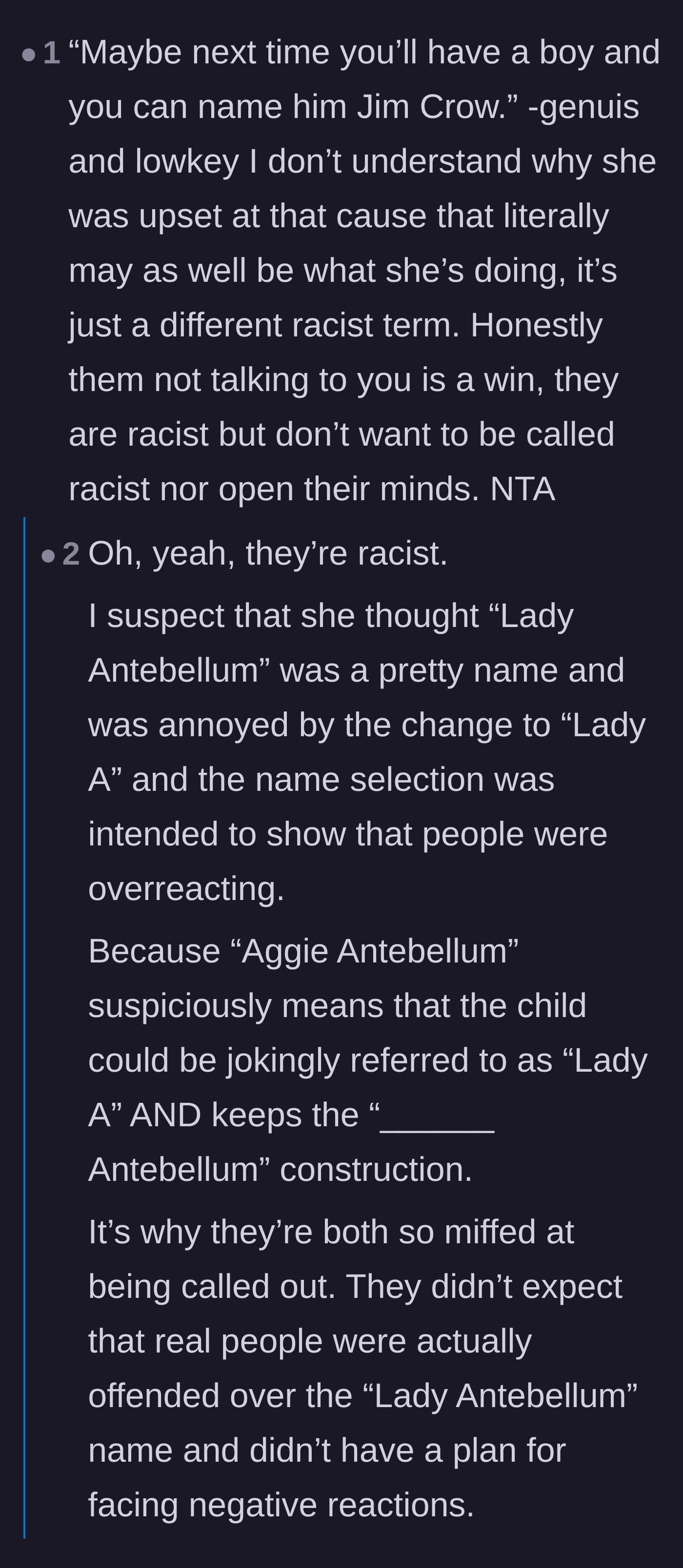 Comment thread 3 - Debating whether the parents are willfully ignorant or actively racist, and the tragic impact on the child's future.