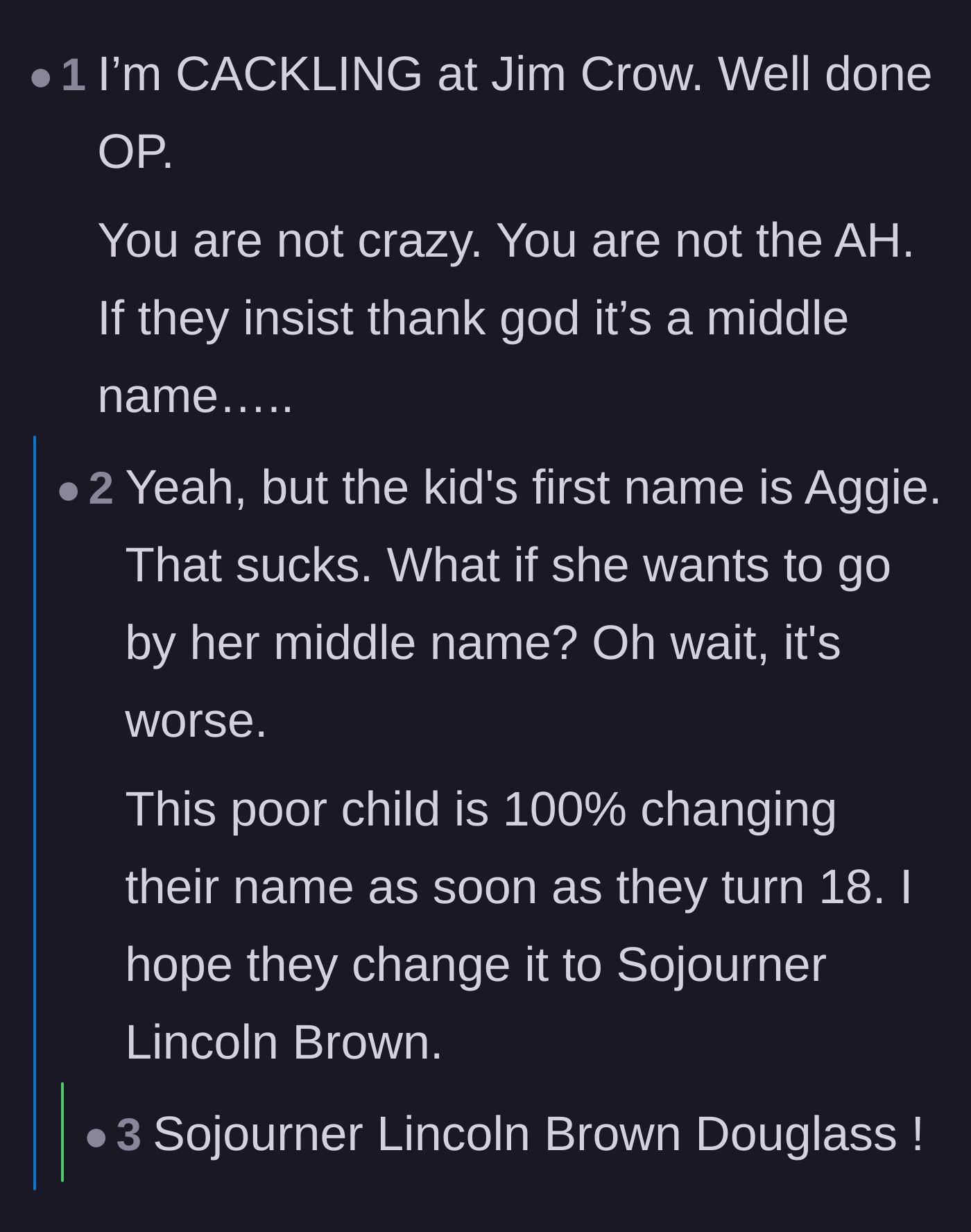 Comment thread 5 - Commenters expressing relief that the child can eventually change her name legally at eighteen.