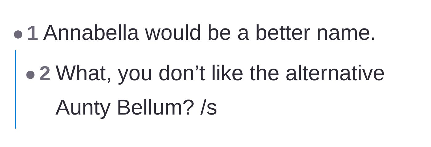 Comment thread 6 - Suggesting a similar-sounding but harmless alternative name and making a pun about the original choice.