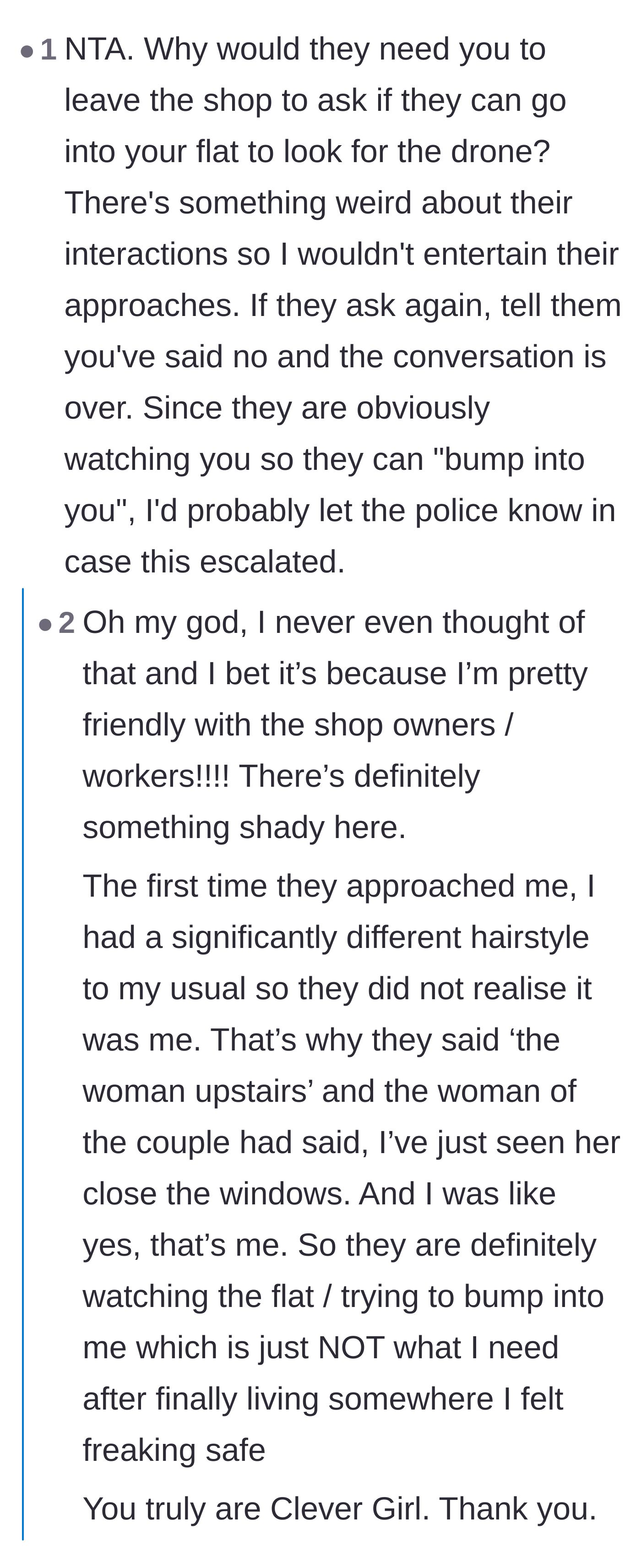 Comment thread 2 - Speculation that the neighbors ambushed the main character outside to avoid being recorded on shop cameras.