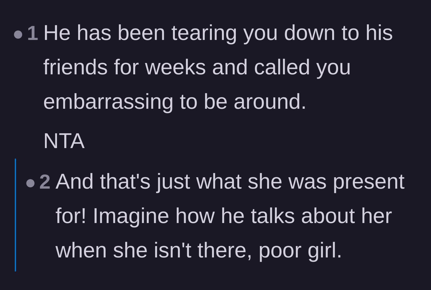 Comment thread 3 - Commenters express concern over how the boyfriend likely speaks about the main character behind her back.