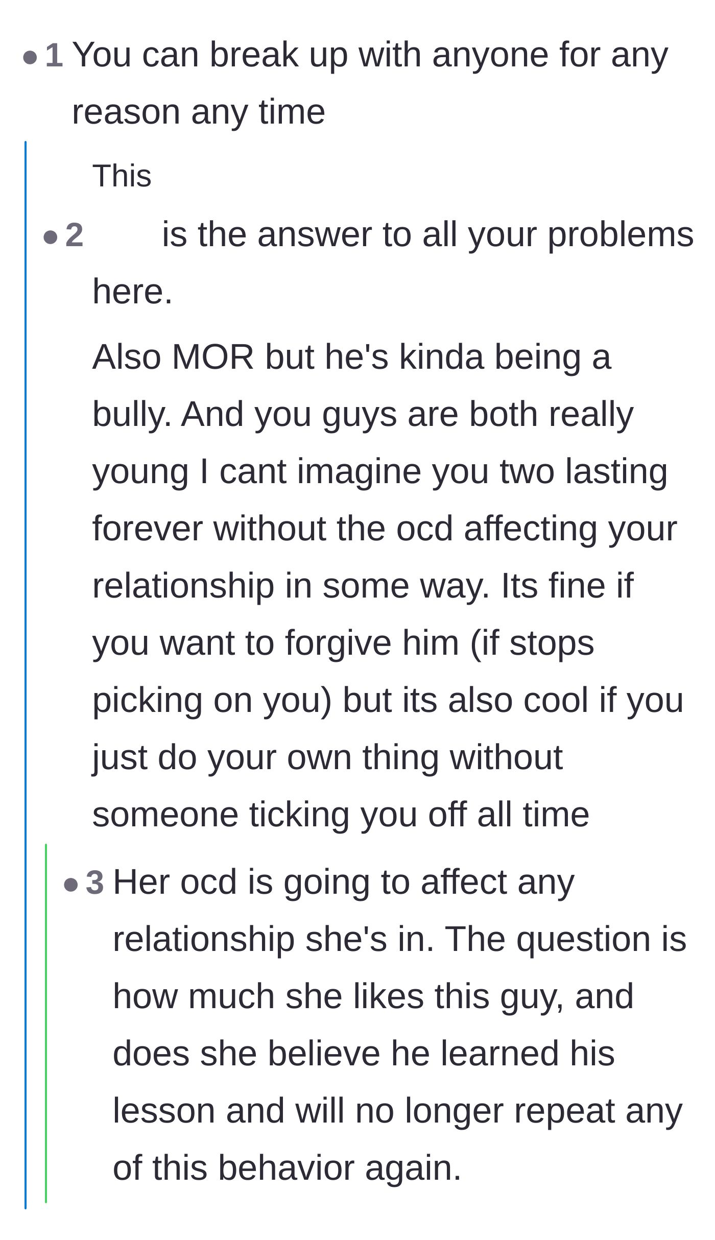 Comment thread 5 - A reminder that anyone is allowed to leave a relationship at any time, especially when facing bullying.
