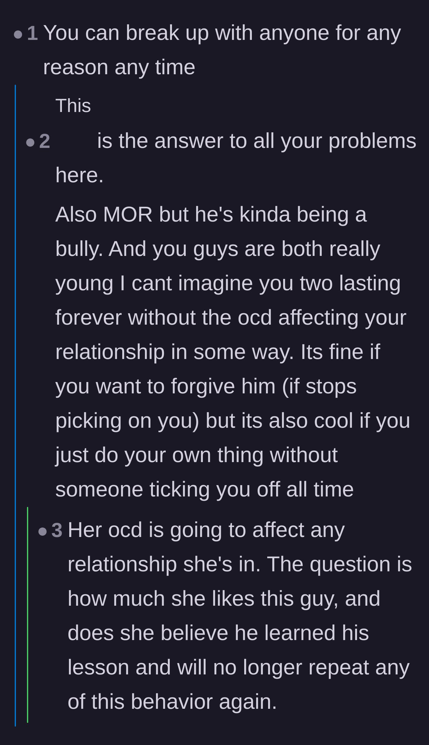 Comment thread 5 - A reminder that anyone is allowed to leave a relationship at any time, especially when facing bullying.