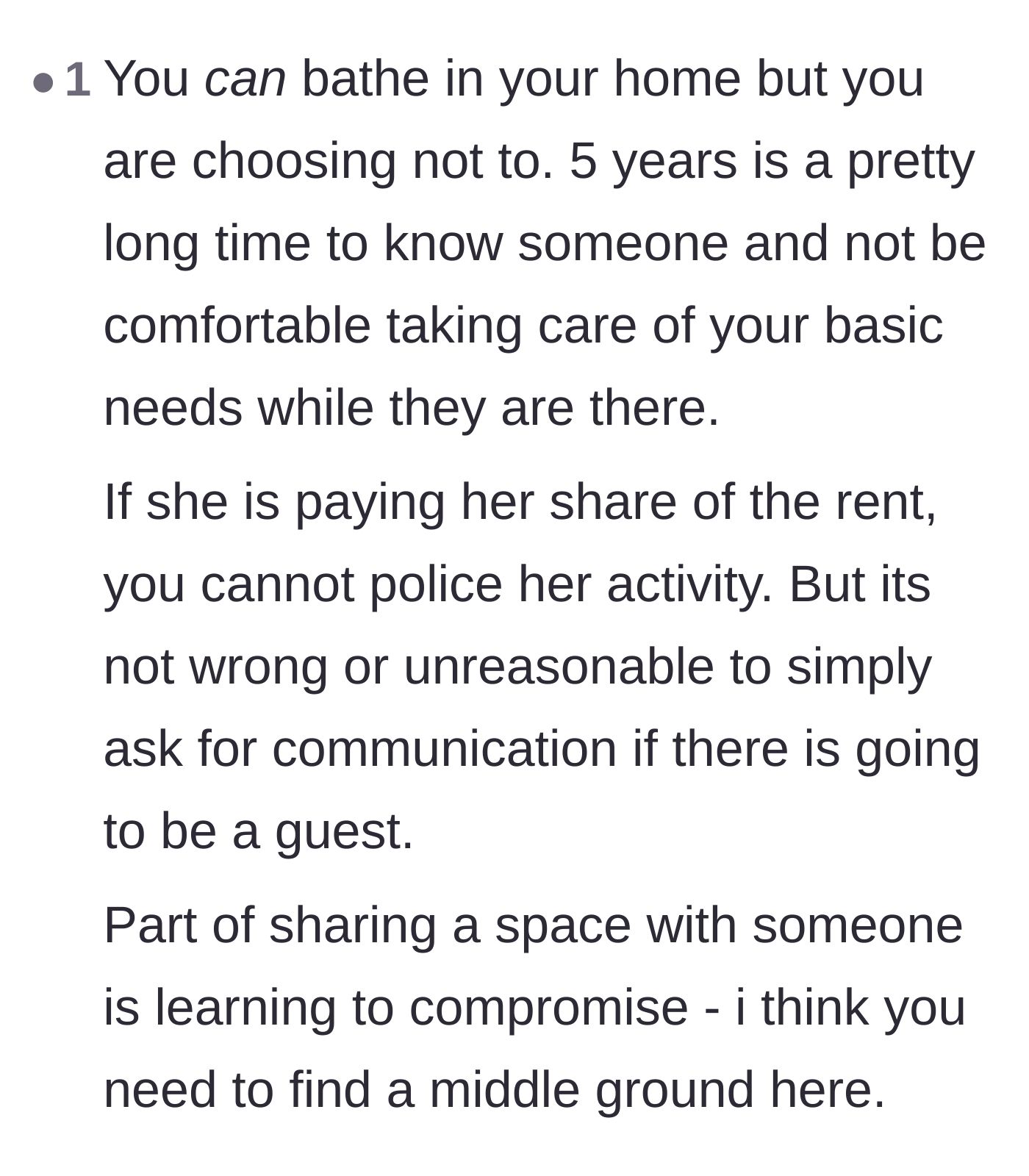 Comment thread 6 - A reader arguing that after five years, the author should be comfortable and just learn to compromise.