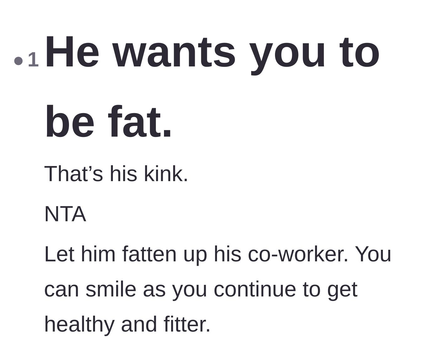 Comment thread 4 - A straightforward theory that the husband has a fetish for making women gain weight.