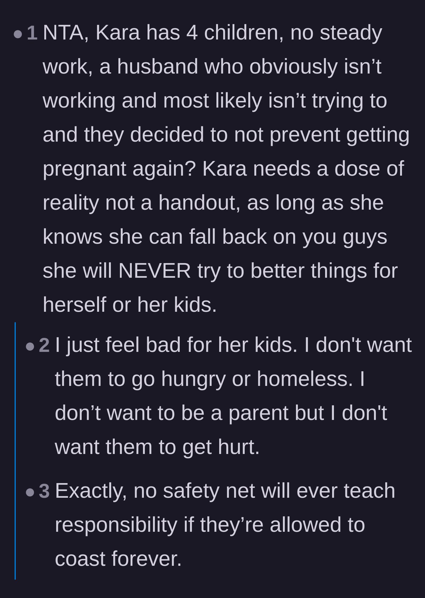 Comment thread 5 - Discussing how to help the neglected children without handing cash directly to their willfully unemployed parents.