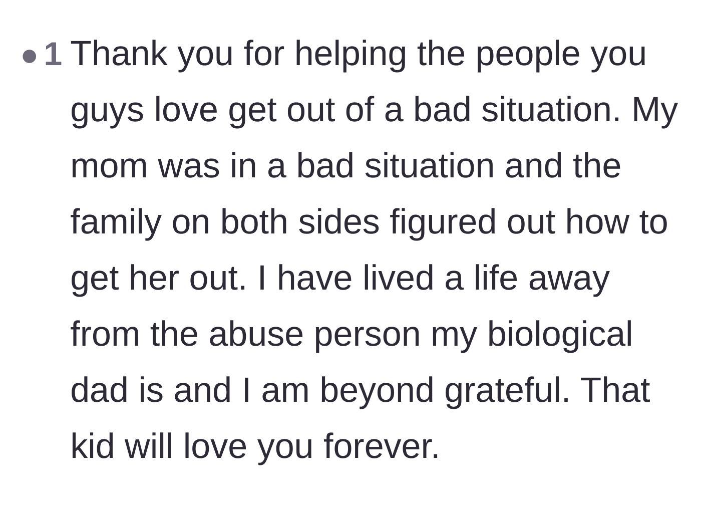 Comment thread 5 - A user who survived an abusive childhood sharing how much the author's intervention will mean to the rescued child.
