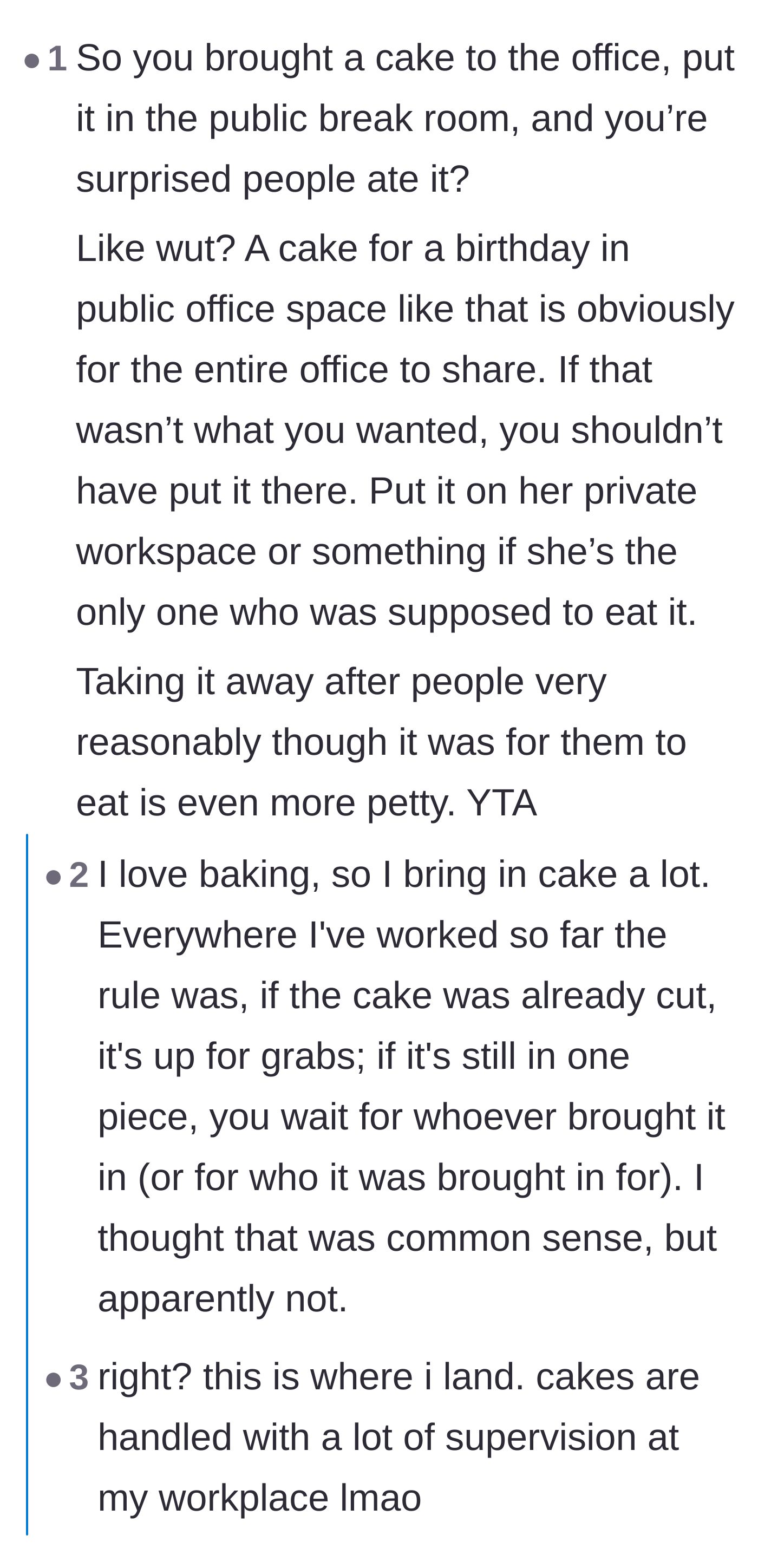 Comment thread 4 - Blaming the original poster for leaving a private gift in a public workspace.