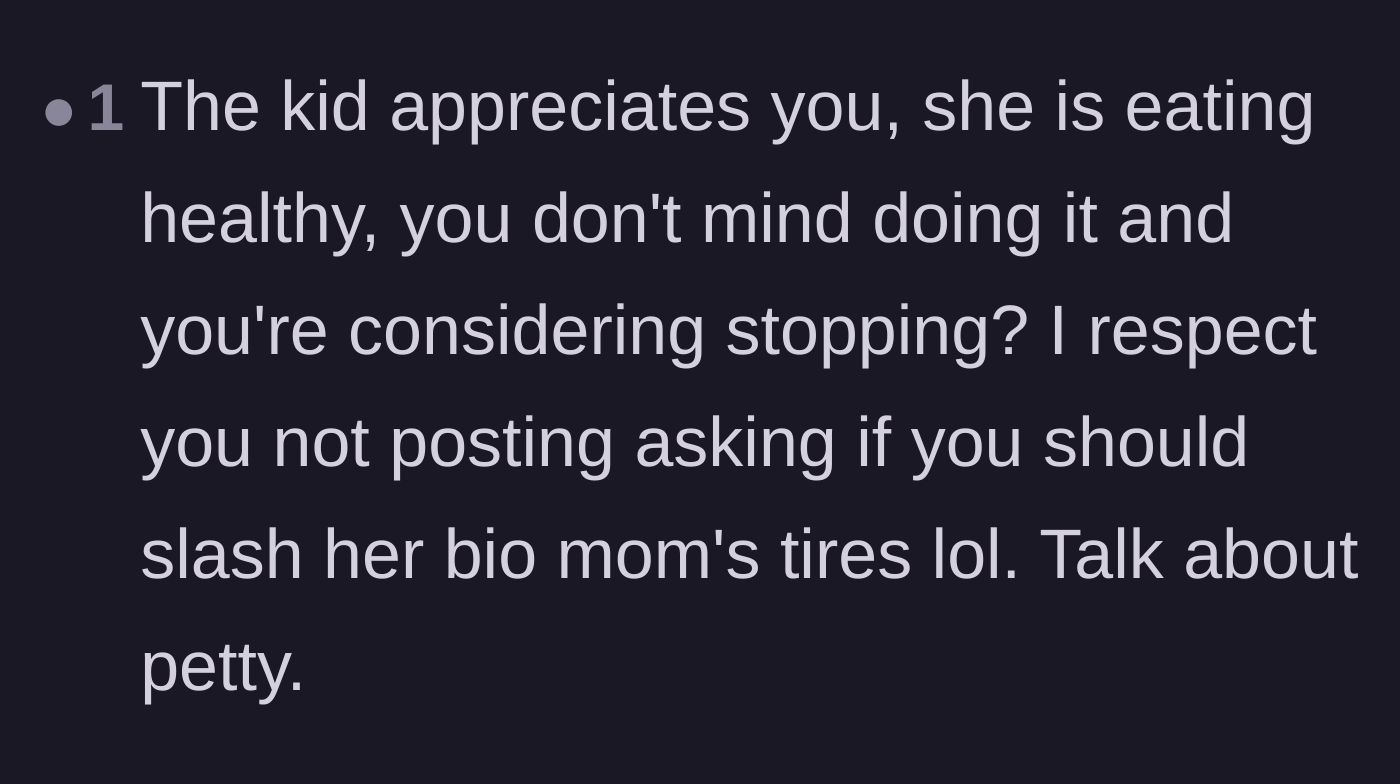 Comment thread 3 - A reader expressing disbelief that the stepmother would even consider stopping such a beneficial routine.