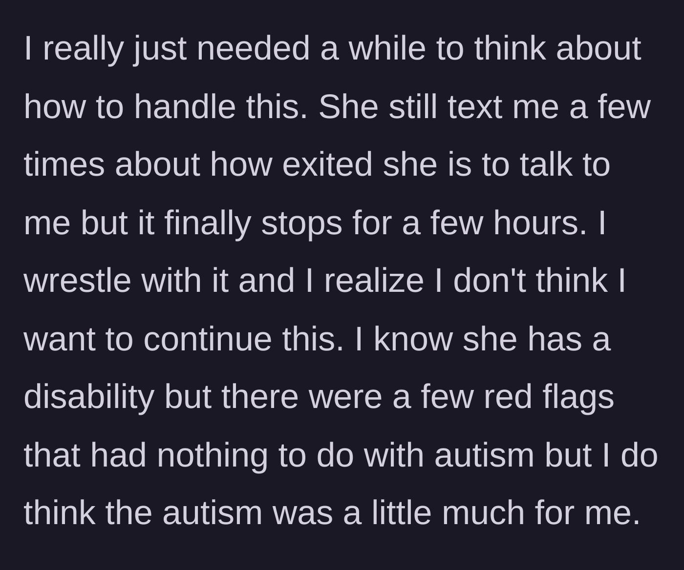 Story part 7 - Taking a step back to reflect and realizing the connection isn't going to work.