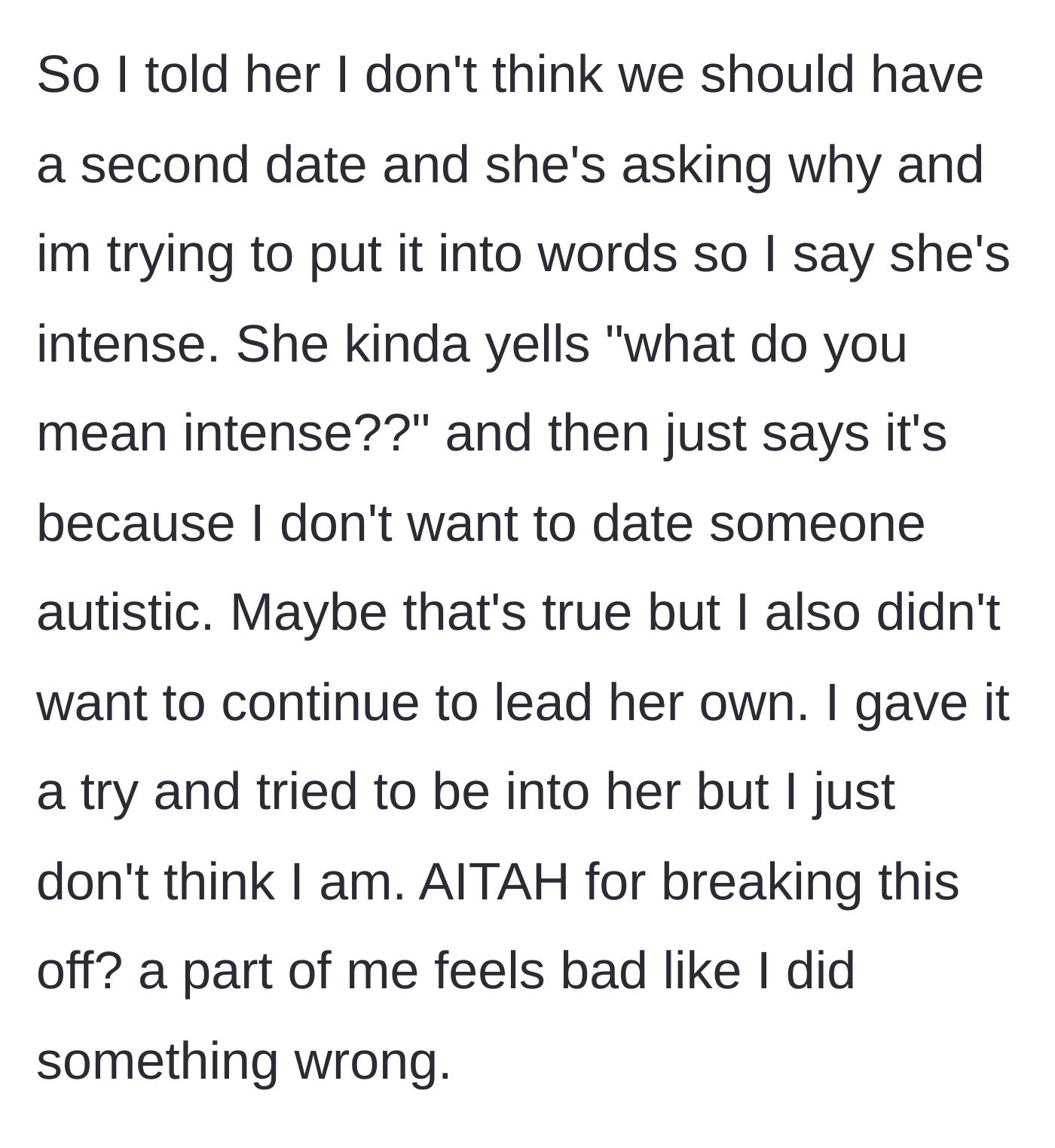 Story part 8 - Making the difficult phone call to end things and facing a painful accusation.