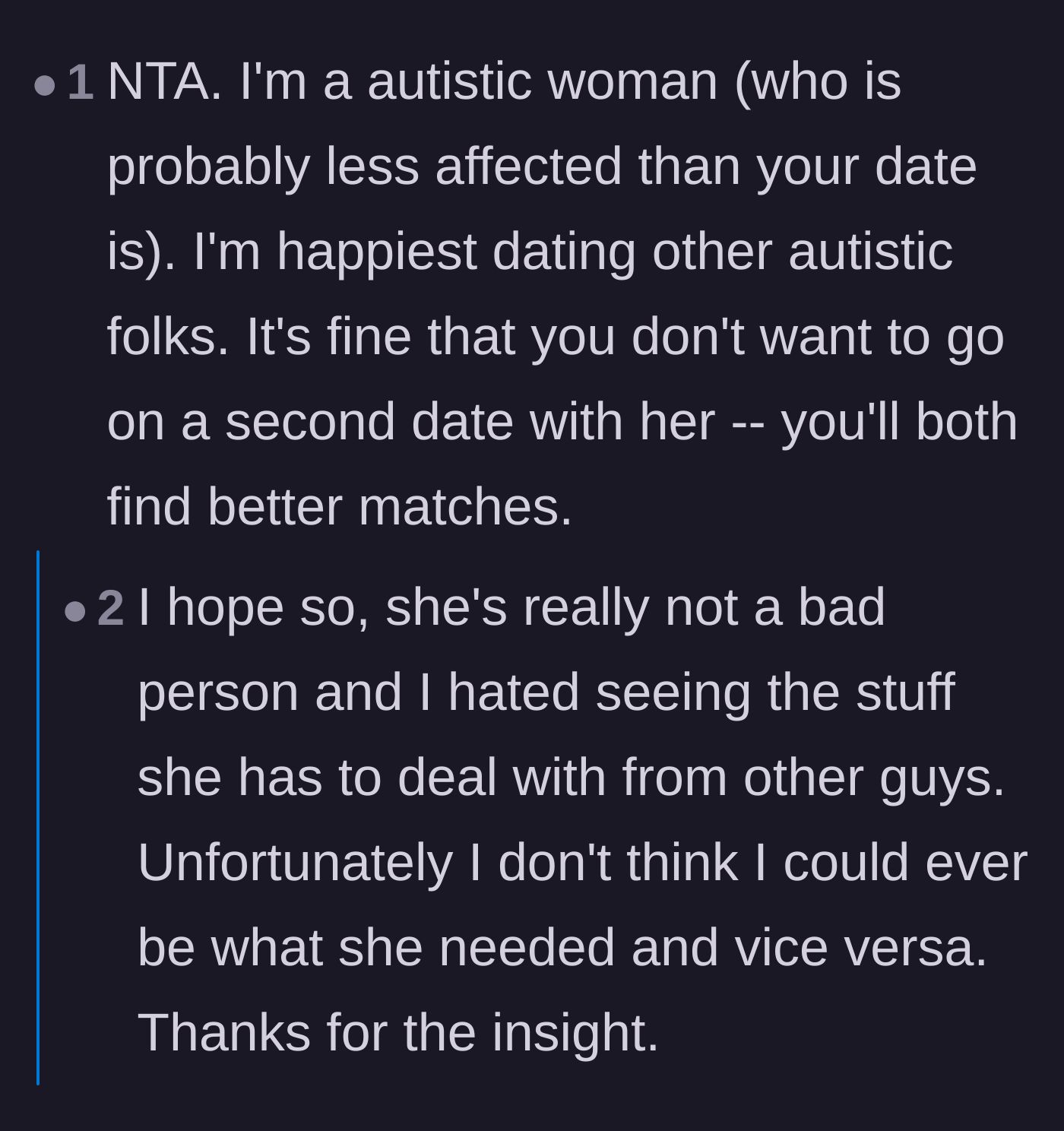 Comment thread 4 - An insightful exchange with neurodivergent readers explaining the difference between autism traits and simple disrespect of time.