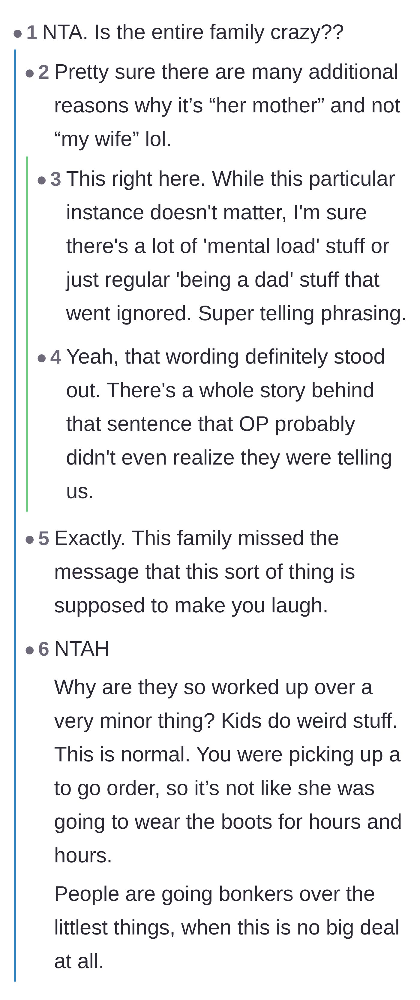 Comment thread 2 - Speculation on the parents' relationship dynamics and the lost joy of childhood quirks