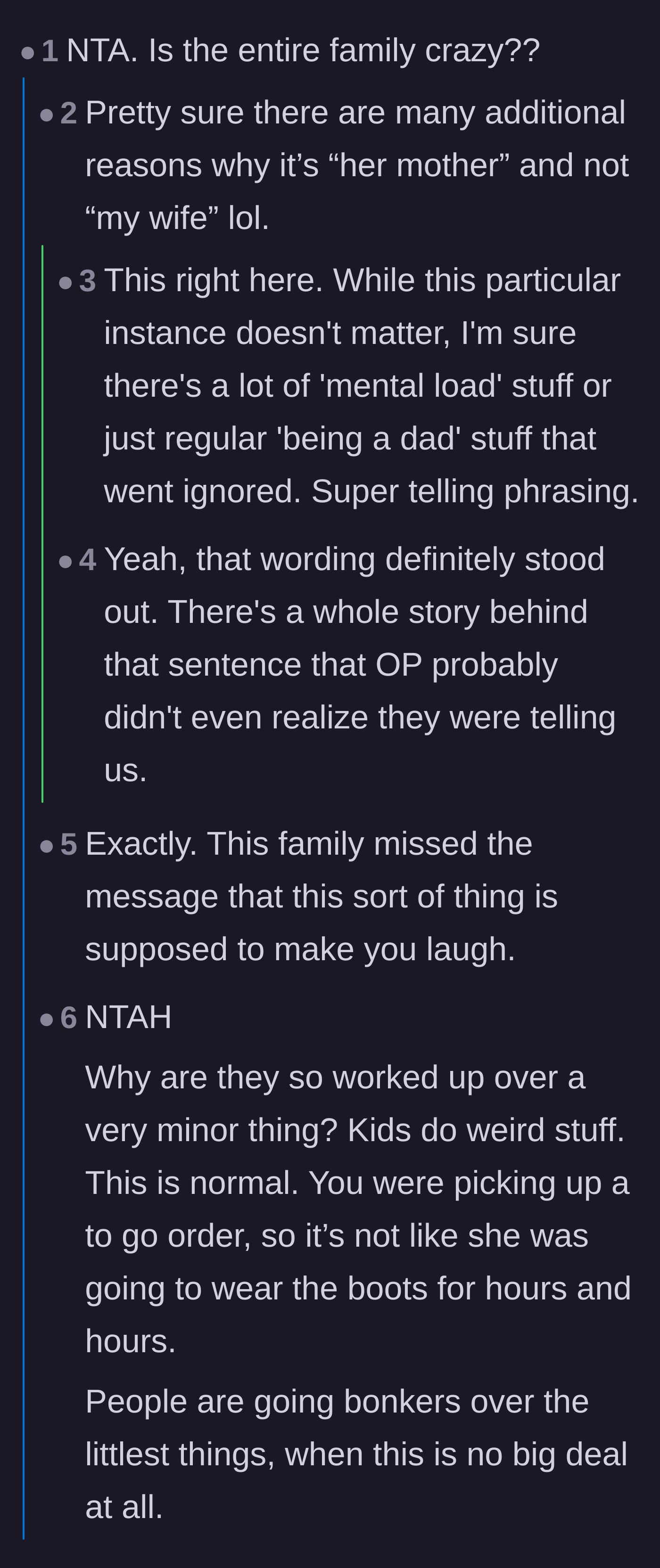 Comment thread 2 - Speculation on the parents' relationship dynamics and the lost joy of childhood quirks