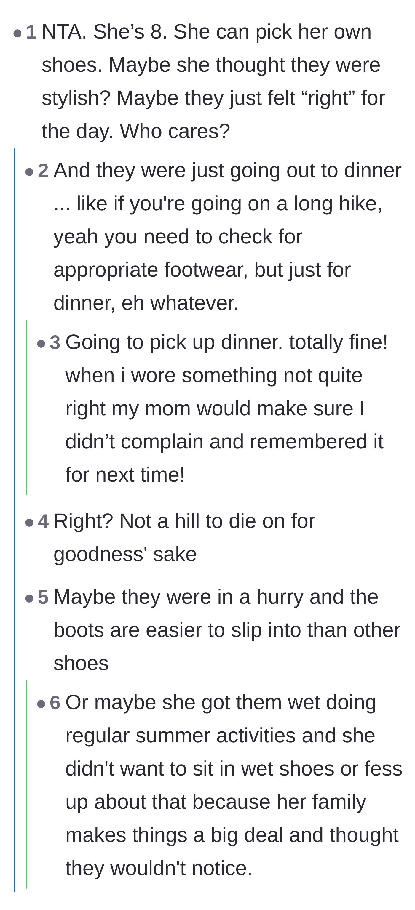 Comment thread 3 - Discussing the low stakes of a quick dinner run and the child's autonomy