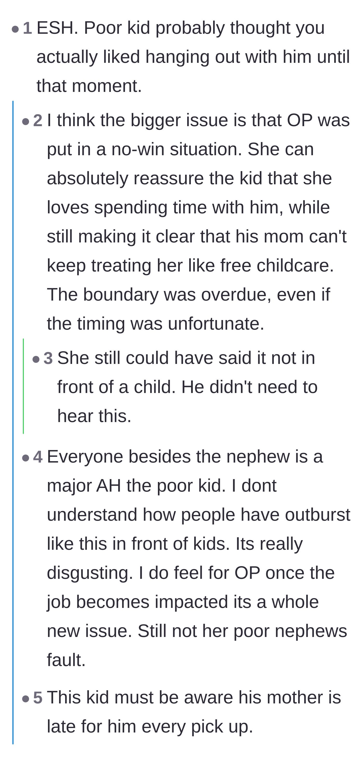 Comment thread 1 - A heated debate about whether confronting the sister in front of the nephew was justified or harmful.