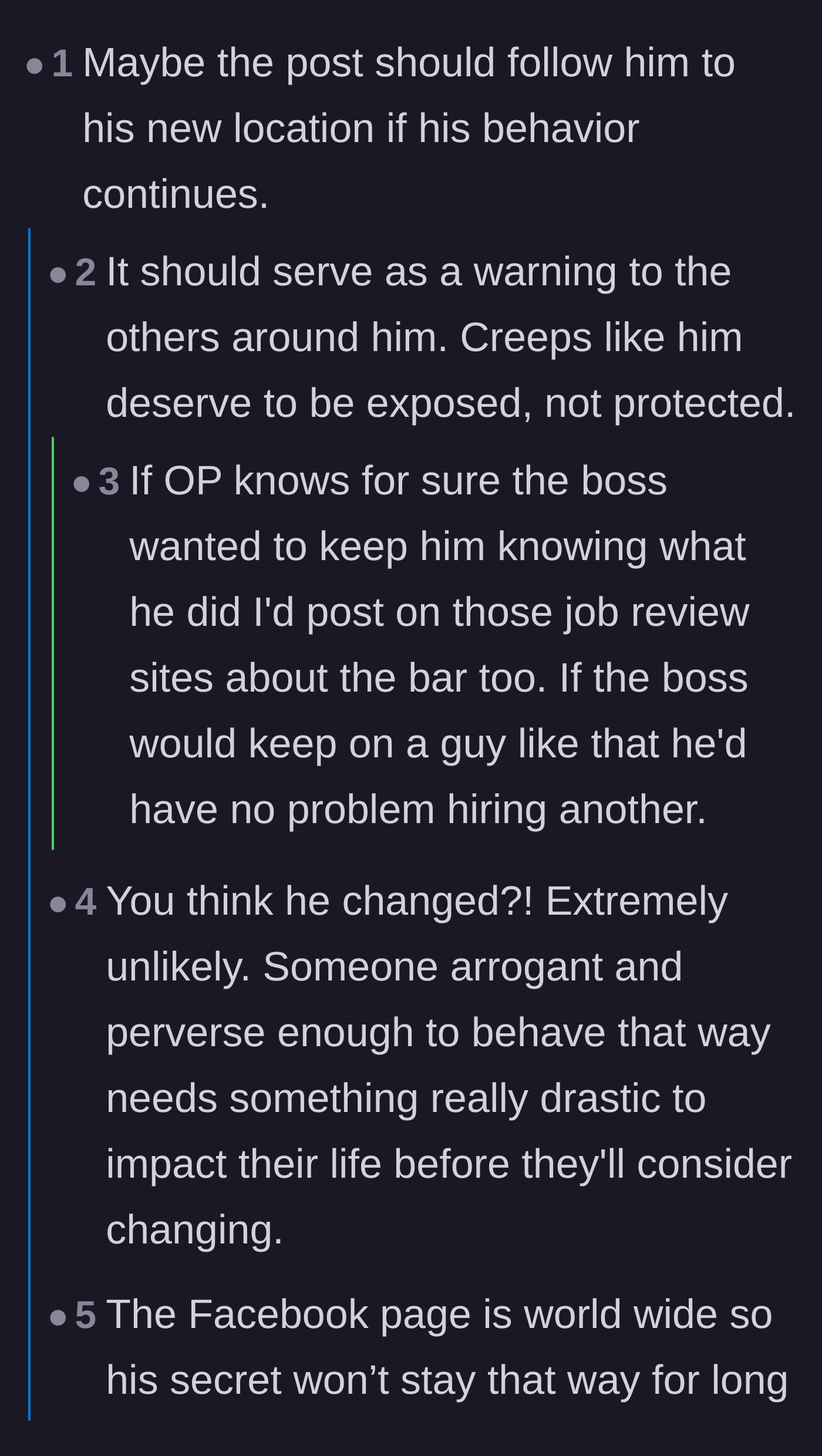 Comment thread 1 - Readers debating whether the warning post should follow the manager to his new city.
