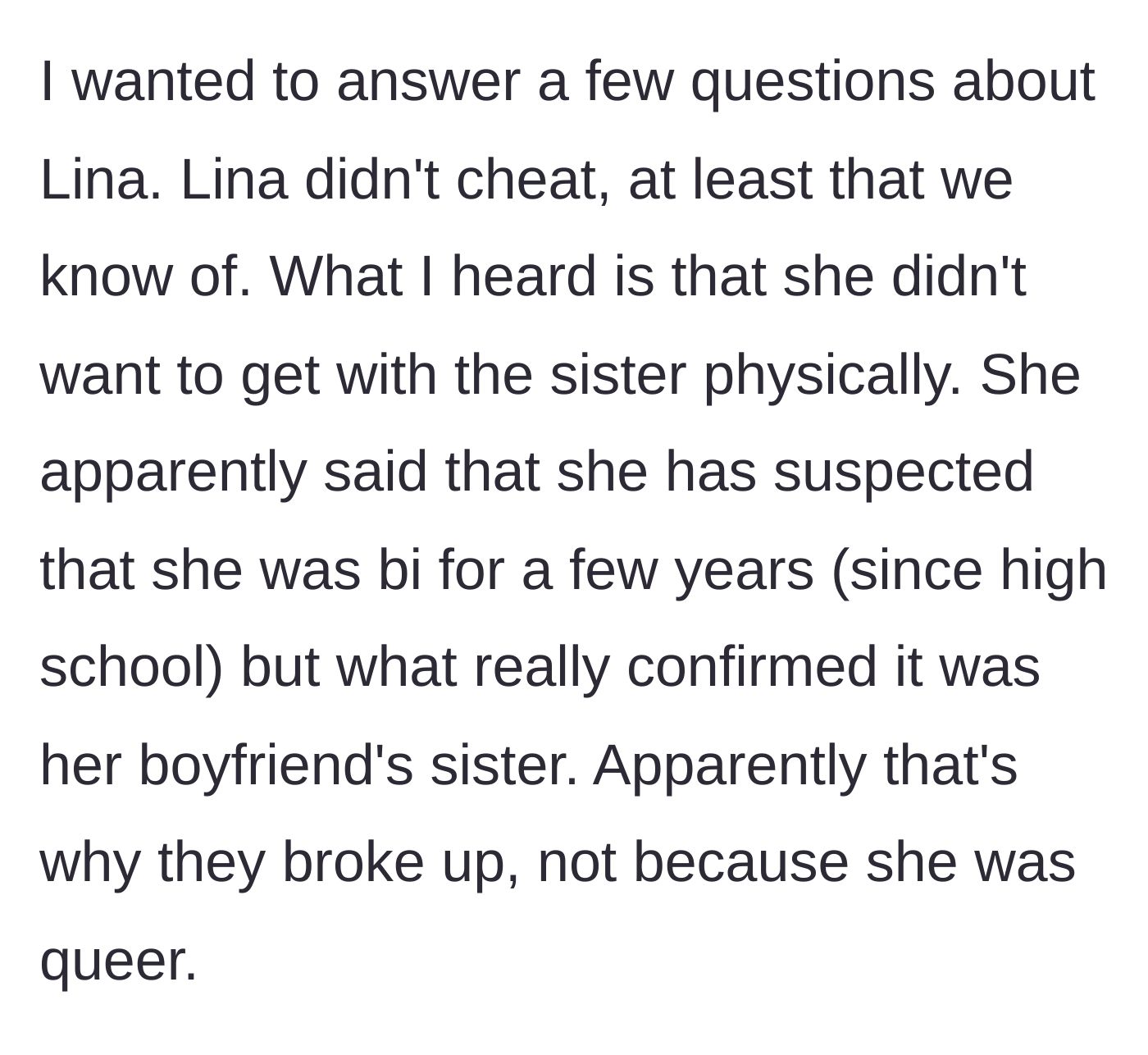 Story part 1 - Explaining the coworker's romantic epiphany and the end of her relationship.
