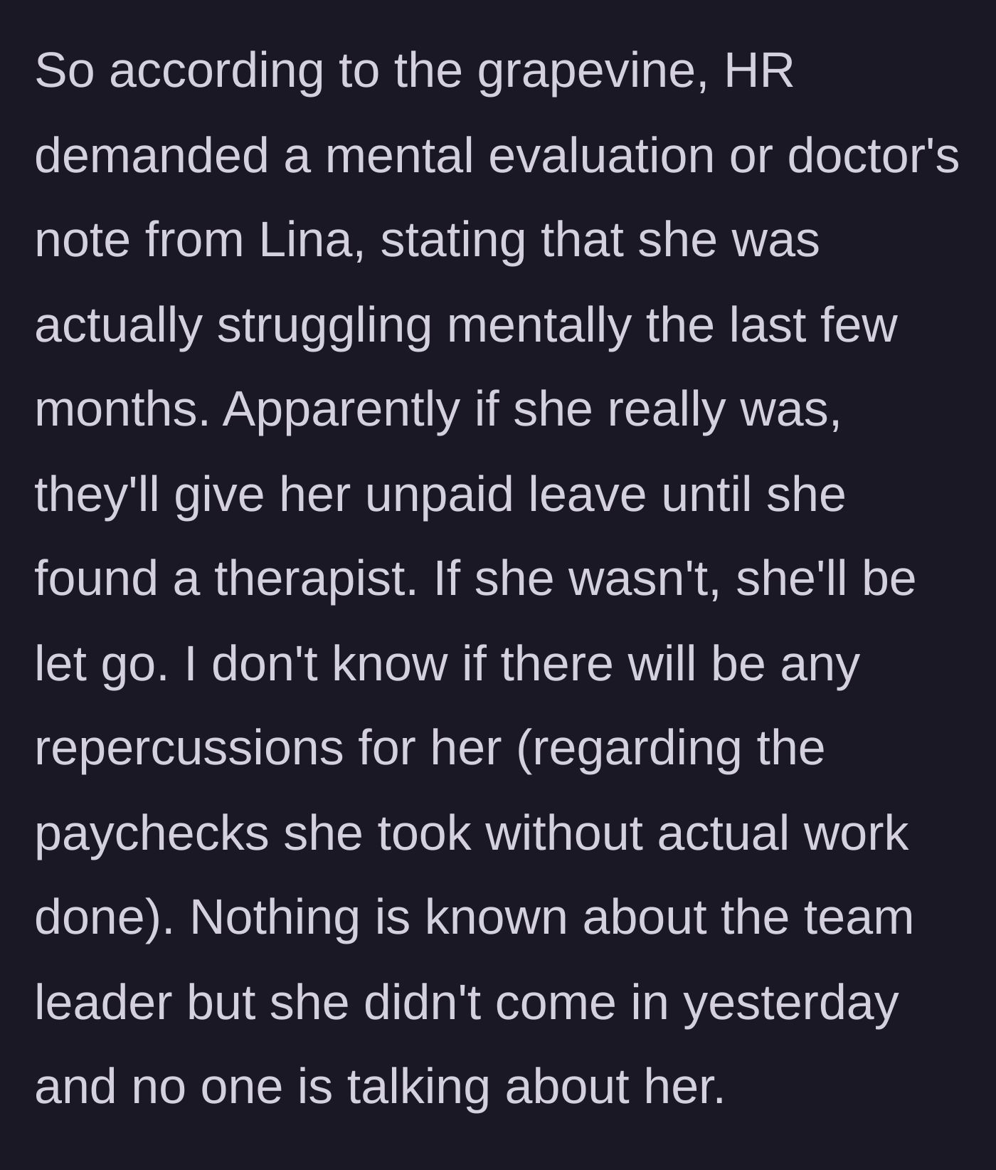 Story part 5 - HR issuing an ultimatum for medical proof or termination, with the manager MIA.