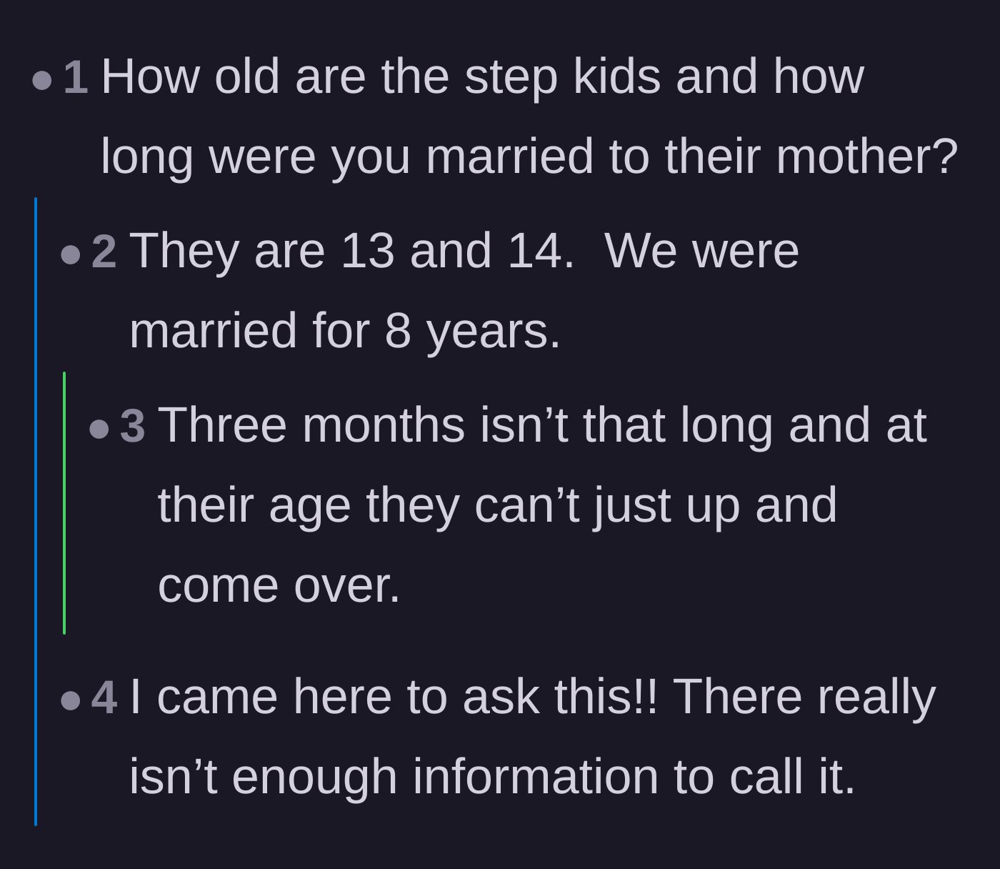 Comment thread 4 - A deep, emotional discussion about the timeline of grief and whether three months is too soon to change a childhood bedroom.