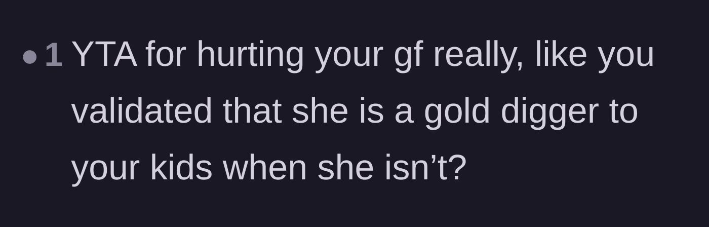 Comment thread 5 - A brief comment condemning the father for accidentally validating his kids' gold-digger accusations.