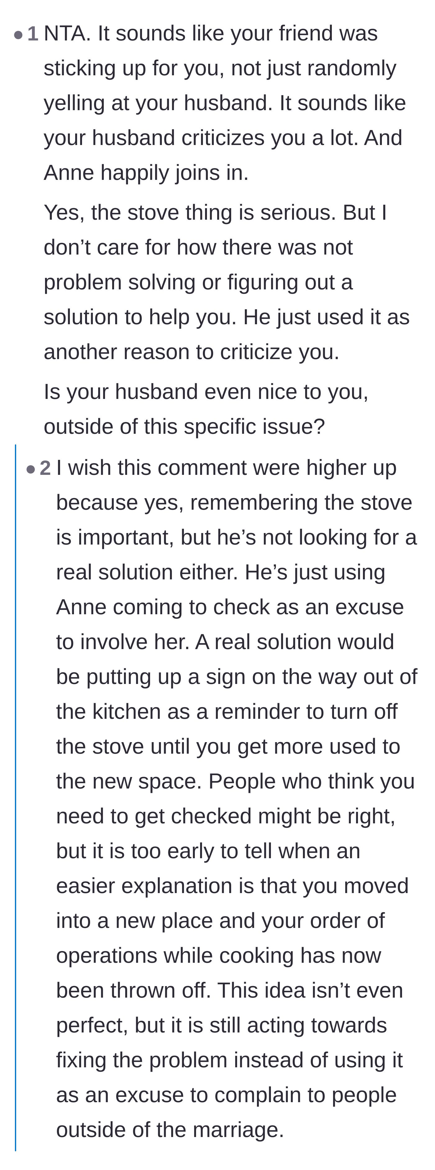 Comment thread 4 - A commenter pointing out that the husband used the mistake to criticize his wife instead of finding a solution.