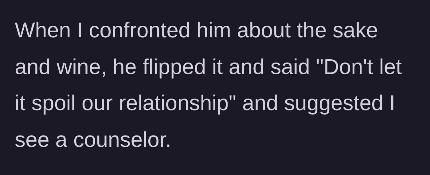 Story part 6 - The husband tells the wife not to let it spoil their relationship and suggests she seek counseling.
