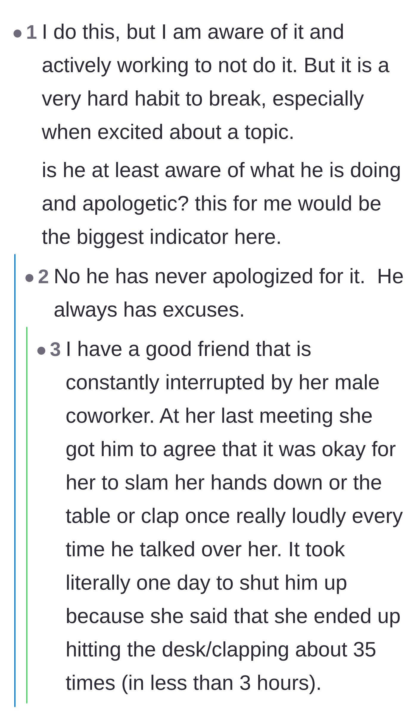 Comment thread 6 - Commenters with ADHD explaining how they learned not to interrupt, validating that the husband has no excuse.